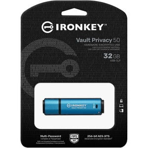 32GB IronKey Vault Privacy 50 - FIPS 197 Certified AES 256-Bit Encrypted USB Flash Drive - Secure Data Storage for Business, Finance & Personal Files