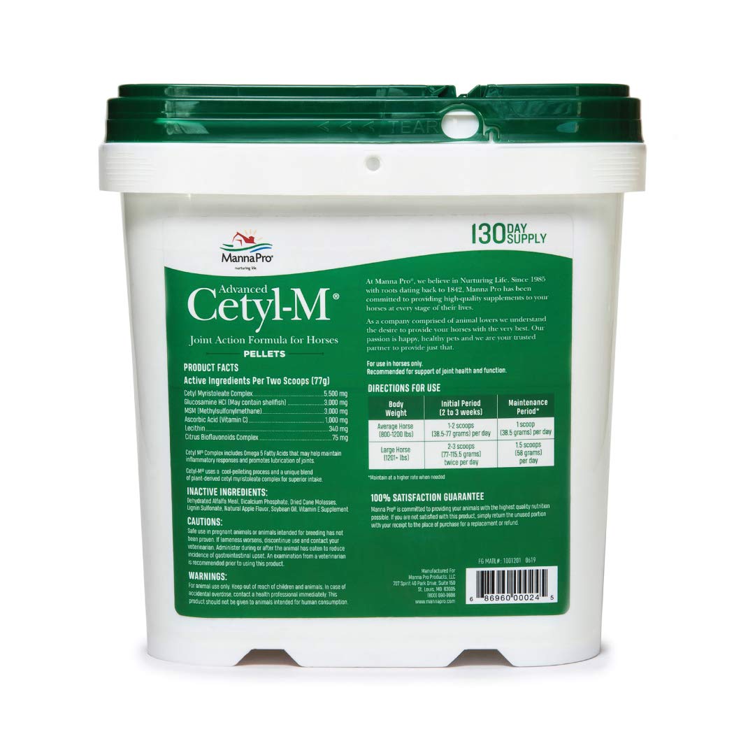 Manna Pro Cetyl-M Joint Supplement for Horses - Omega 5 Fatty Acids Formula - 11.2 LB Pellets for Joint Health & Mobility - Ideal for Senior Horses & Performance Equines