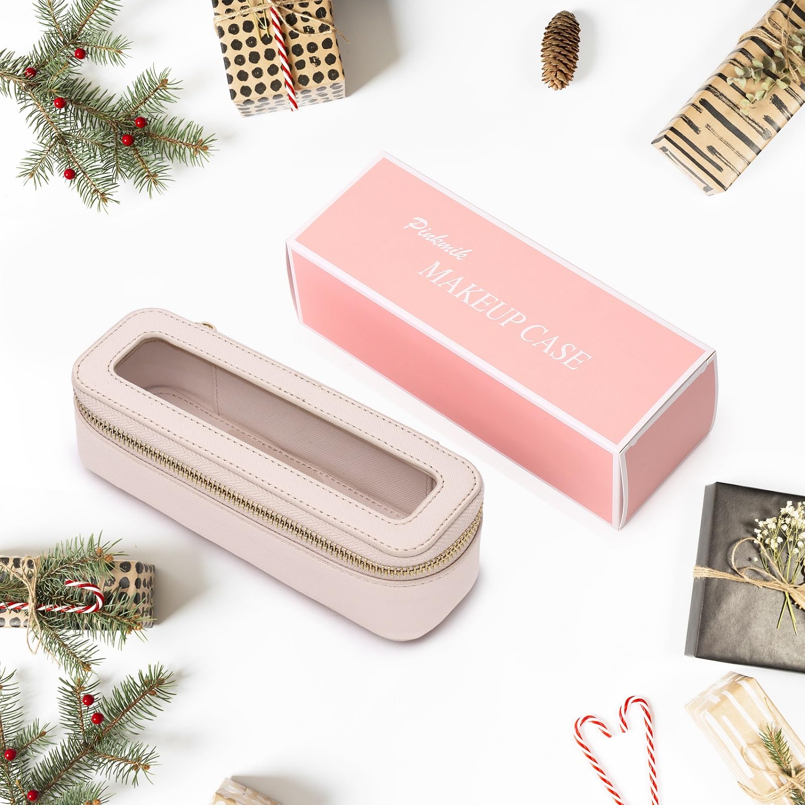 Clear Travel Makeup Brush Case - Slim Zippered Cosmetic Bag for Women | Car & Toiletry Organizer