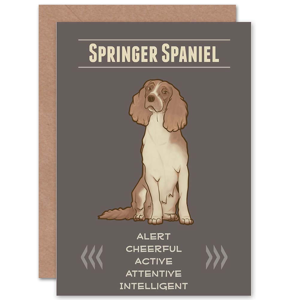 Wee Blue Coo Springer Spaniel Dog Art Greeting Card - Perfect for Pet Lovers, Birthday Gifts & Thank You Cards