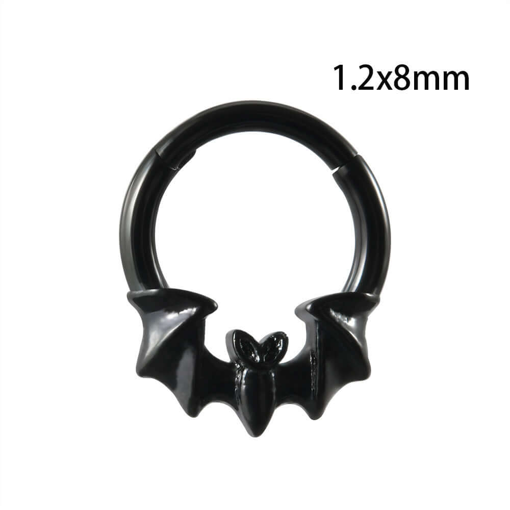 16G Four Layer Bat Flame Nose Cuff - Stainless Steel Gothic Body Jewelry for Cartilage & Helix Piercing | Perfect for Halloween, Goth Fashion & Alternative Style