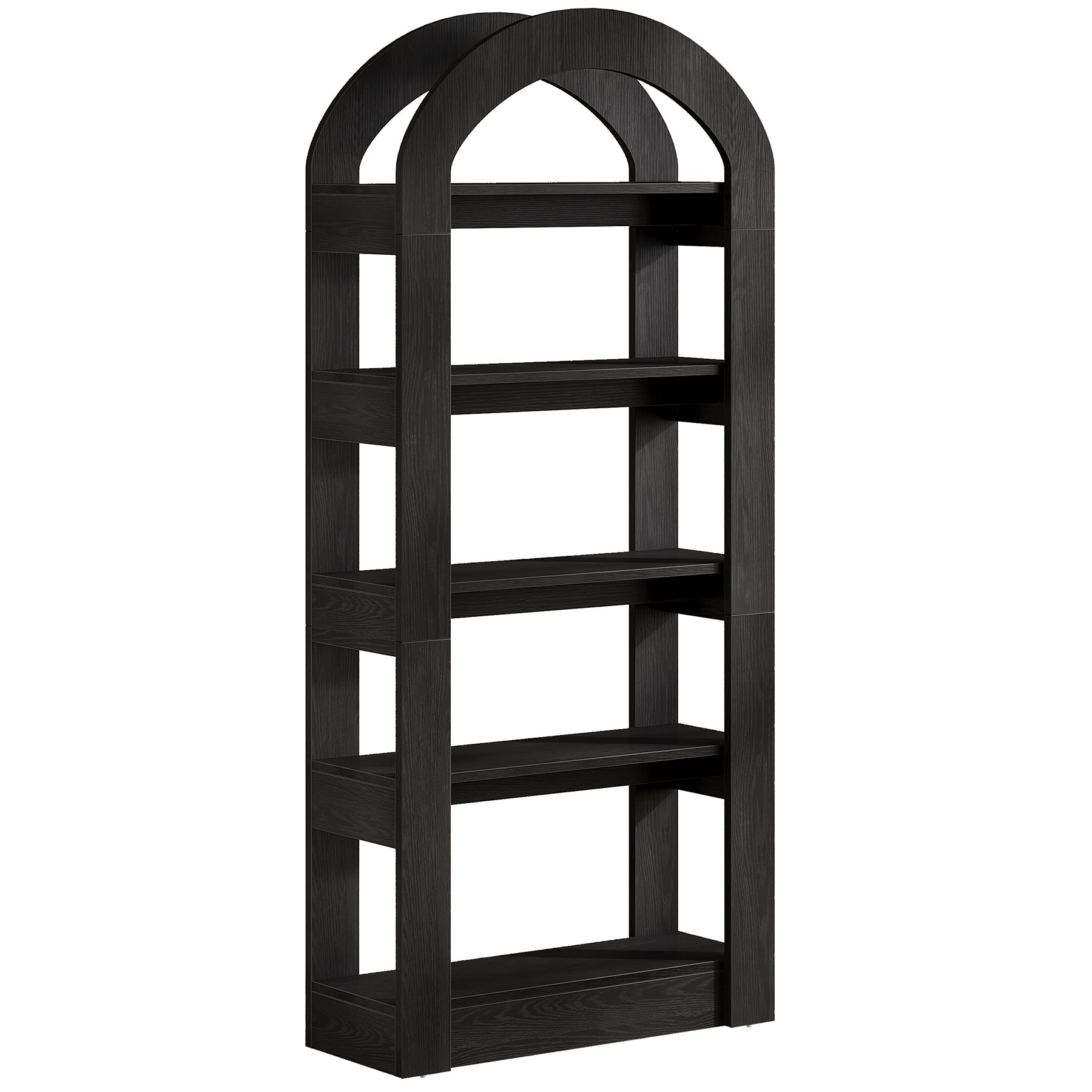 5 Tier Wooden Bookshelf - Arch Shaped Bookcase Display Shelf for Home, Office & Library - Perfect for Organizing Books, Decor & Storage
