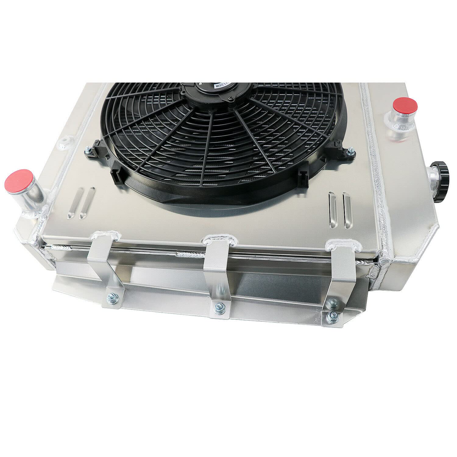 4 Row Aluminum Radiator for 1955-1959 Chevy GMC Pickup Truck 3400 3600 3800 - V8 Engine Cooling System with Fan Shroud & Relay - Perfect for Restoration Projects & Hot Rod Upgrades