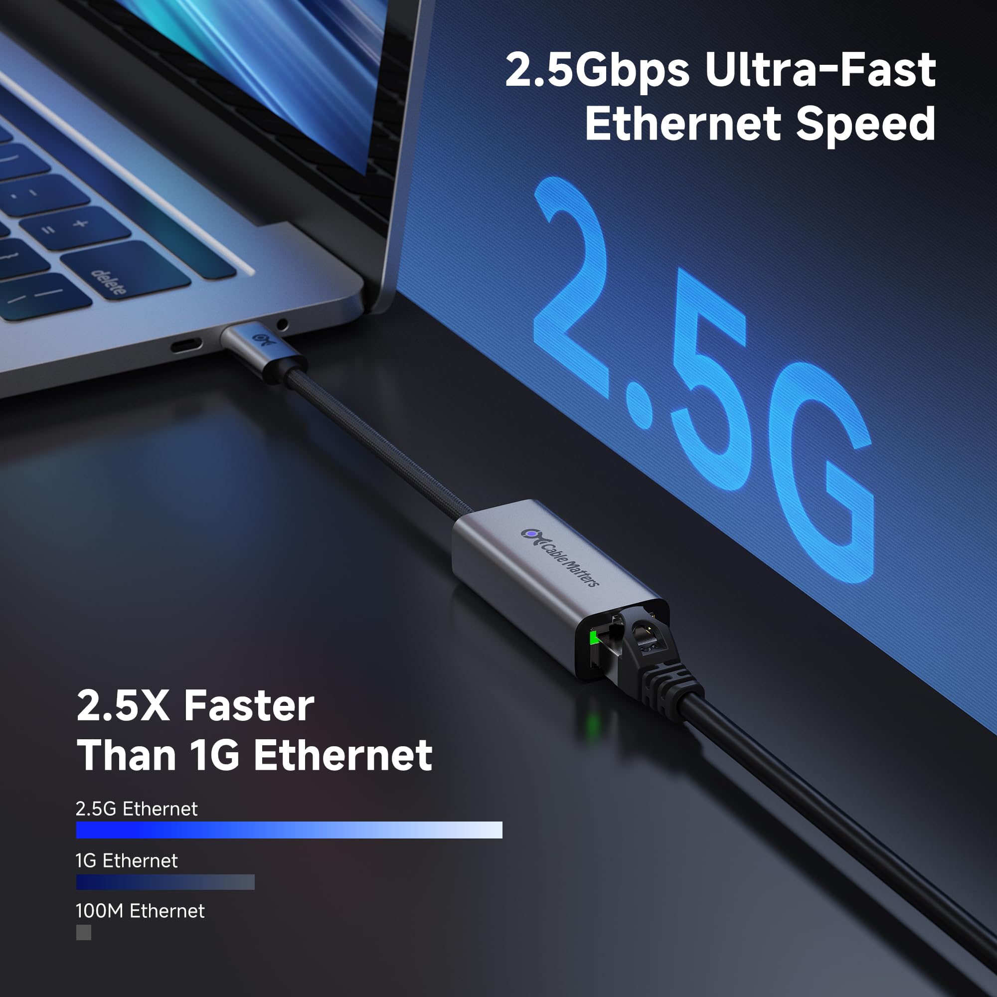 USB C to 2.5Gb Ethernet Adapter - Fast 2.5Gbps for MacBook & Laptops - Home/Office Use