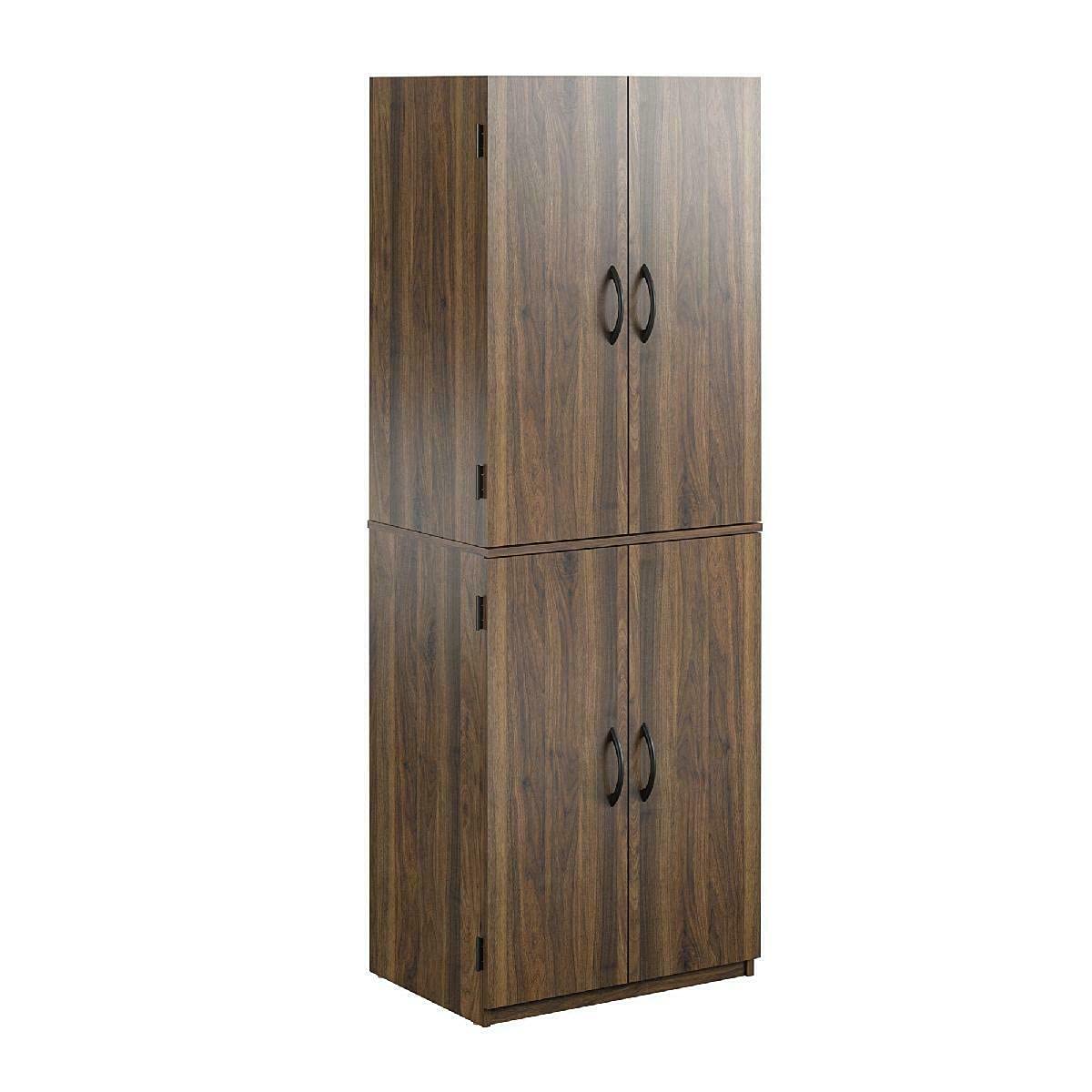 Wooden Kitchen Pantry Storage Cabinet - Tall Walnut Cupboard Organizer with Shelves for Closet & Home Organization - Perfect for Pantry, Bathroom, and Bedroom Storage (7892467)