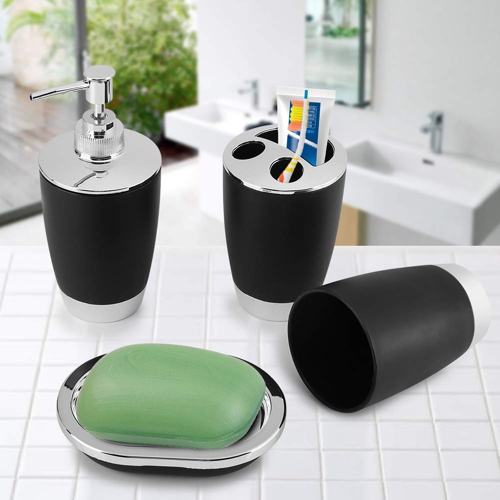 Zerone 4Pcs Bathroom Set - Cup, Toothbrush Holder, Soap Dish & Dispenser for Countertop Storage & Decor