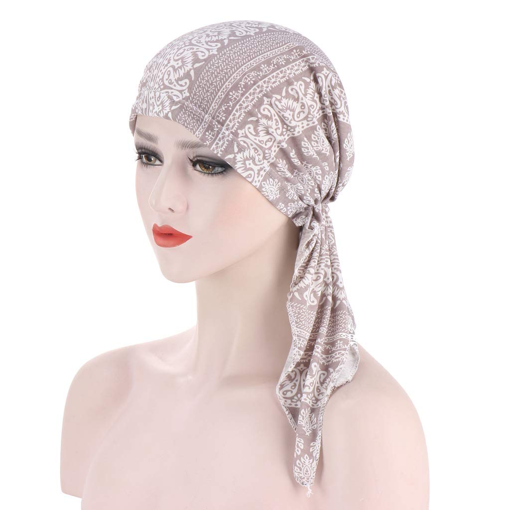 Qhome Women's Stretchy Pre-Tied Head Scarf - Soft Chemo Head Wrap for Hair Loss, Cancer Patients & Fashion - Perfect for Daily Wear, Chemotherapy, Outdoor Activities & Head Covering