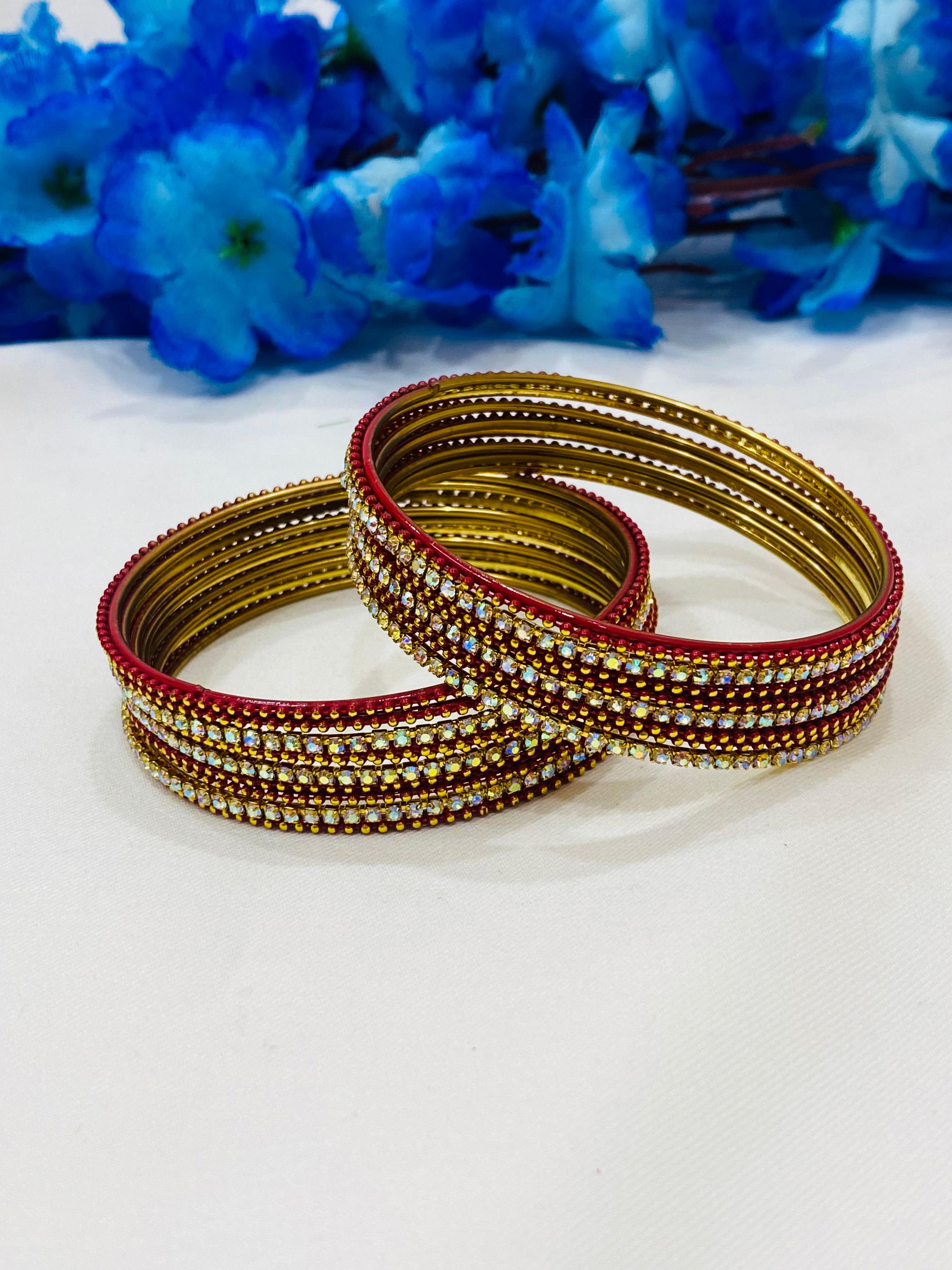 Stylish Maroon Metal Bangles for Women - Elegant Fashion Jewelry for Parties, Weddings & Everyday Wear