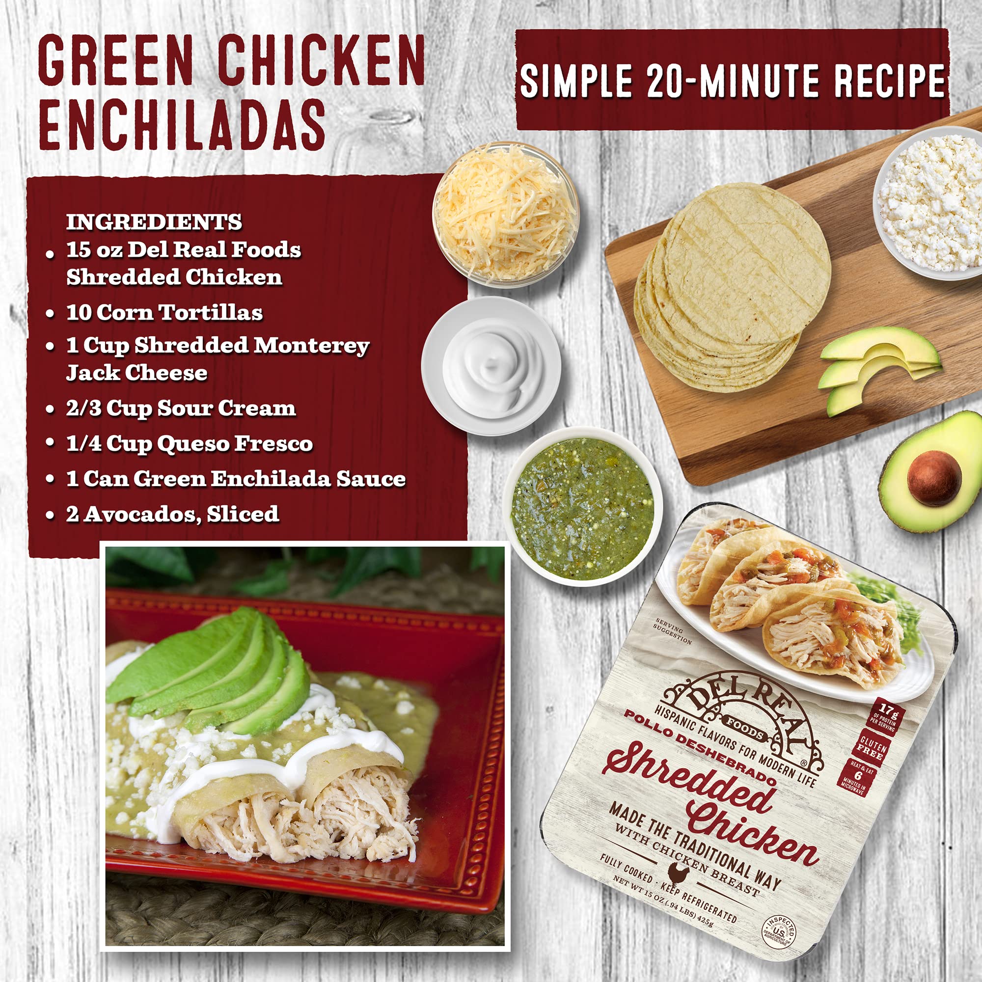 Premium Shredded Chicken (Pollo Deshebrado) - 15oz Can - High Protein, Gluten-Free, Ready to Eat - Perfect for Tacos, Salads, Sandwiches & Meal Prep