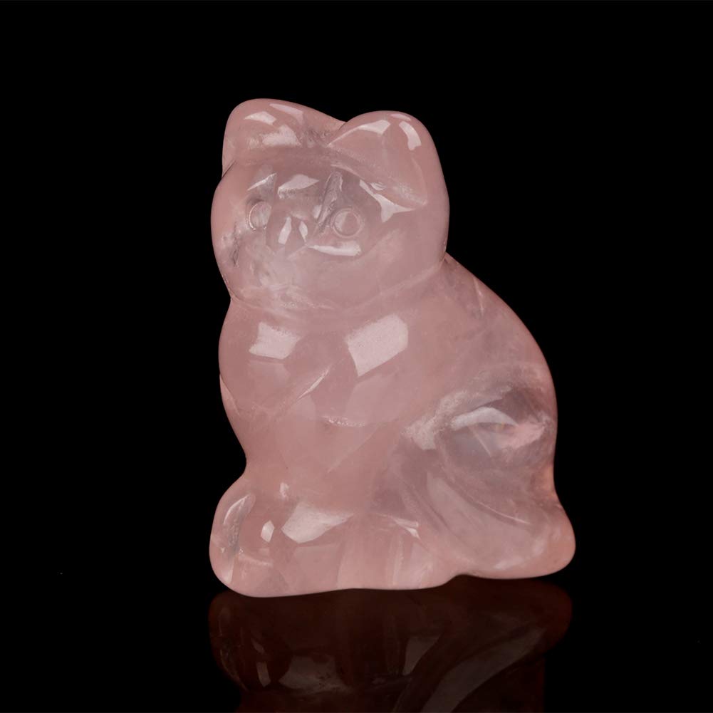 Natural Rose Quartz Healing Stone - Polished Kitten-Shaped Crystal for Home Decor, Office Feng Shui, Meditation & Spiritual Healing | Perfect Gift for Cat Lovers & Crystal Collectors