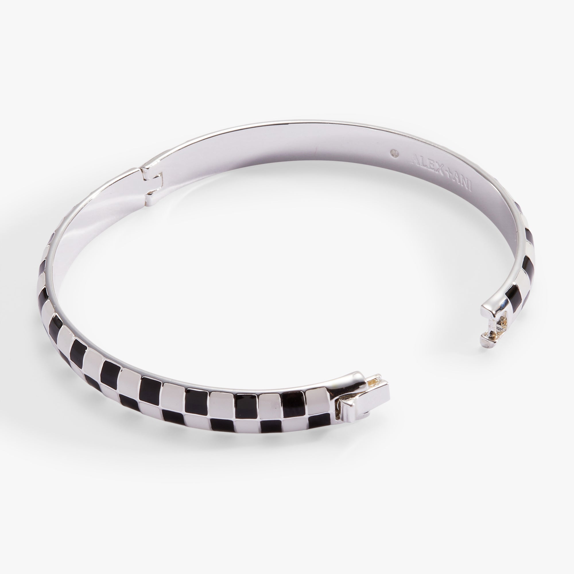 Black & White Checker Hinge Bangle Bracelet for Women - Trendy Geometric Pattern Cuff Jewelry - Perfect for Casual Wear, Office & Party Accessories