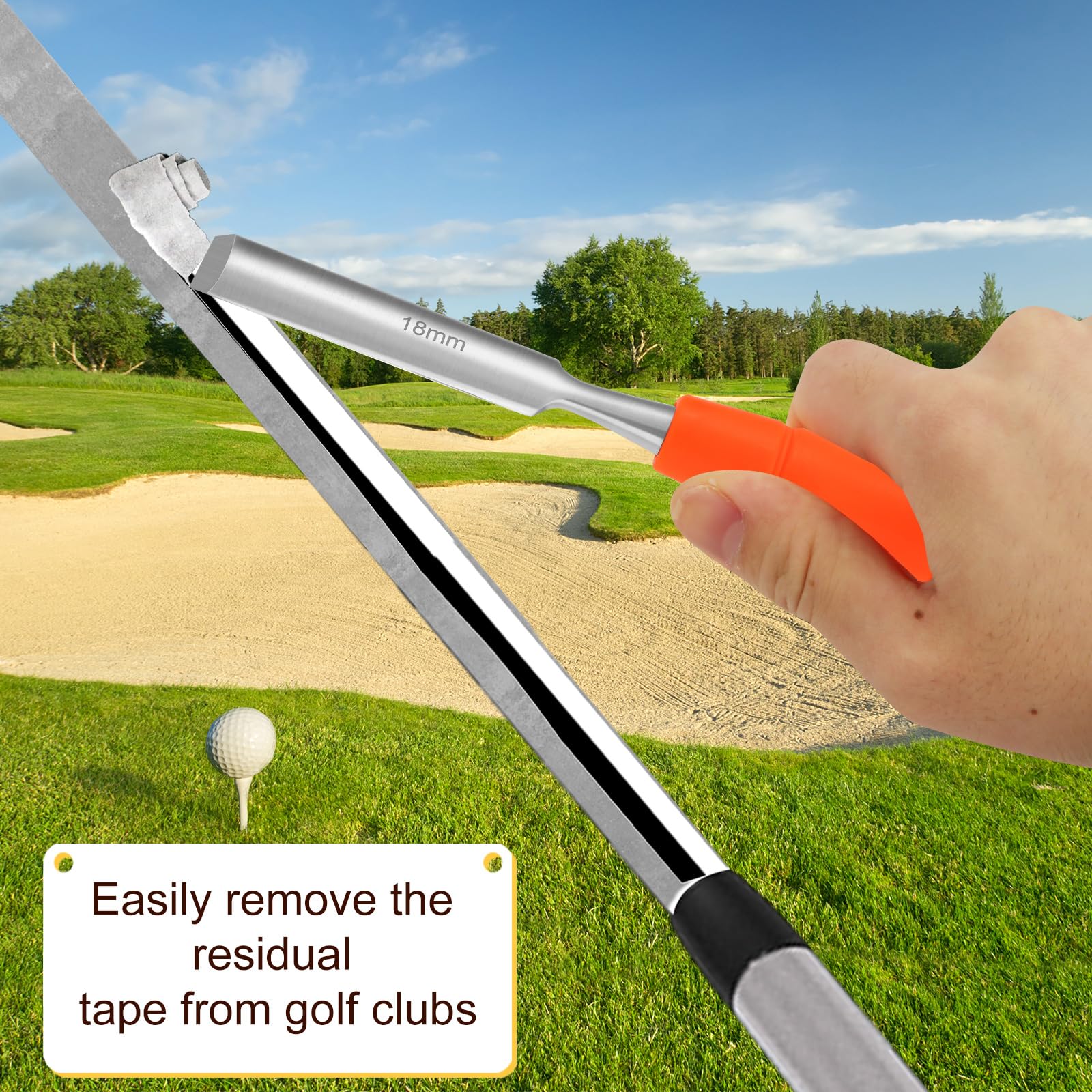 7.87 Inch Steel Alloy Golf Grip Tape Remover Tool - Efficient Golf Handle Grip Stripper for Easy Cleaning and Repairing, Perfect Golf Gift Kit for Men (Orange) - Ideal for Home Practice and Club Maintenance