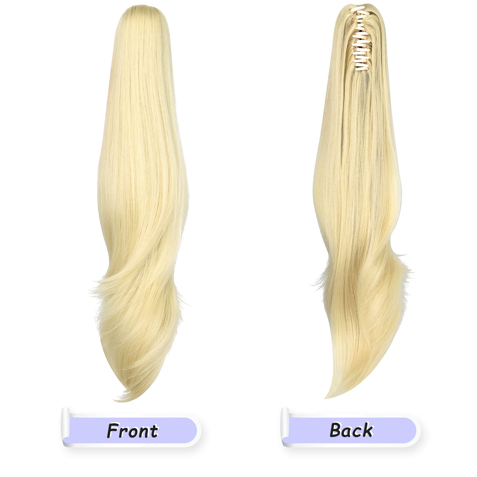 Natural Straight Ponytail Hair Extension with Claw Clip - Seamless Blonde Brown Black Hairpiece for Women - Perfect for Parties, Weddings & Everyday Styling