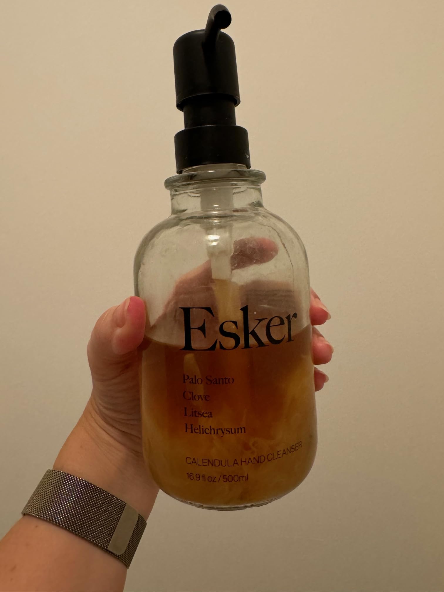 ESKER - Natural Calendula Hand Cleanser | Plant-Based, Cruelty-Free, Clean Beauty | 16.9 fl oz (500ml) Glass Bottle | Gentle Hand Wash for Dry Skin, Sensitive Skin & Everyday Use