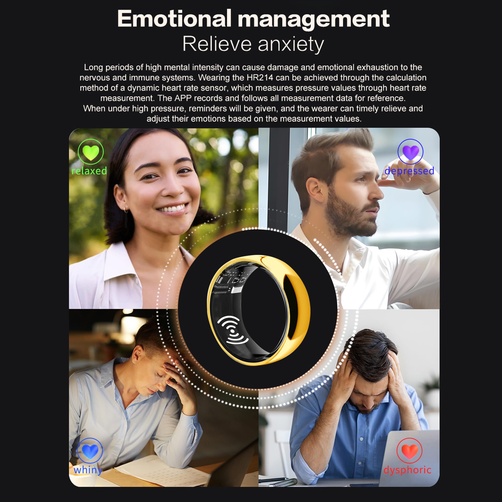 2025 Smart Ring - Health & Fitness Tracker with Heart Rate Monitor, Sleep Tracking, IP68 Waterproof - Gold (10 Pack) - Perfect for Family Wellness & Activity Monitoring