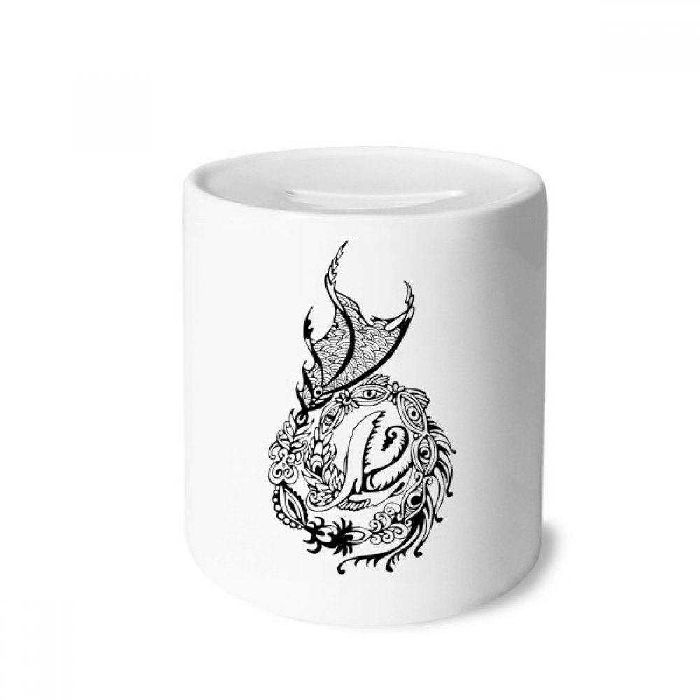 DIYthinker Chinese Dragon Line Art Ceramic Coin Bank - Traditional Money Box for Savings, Piggy Bank Gift for Home Decor, Office Desk & Feng Shui Collection