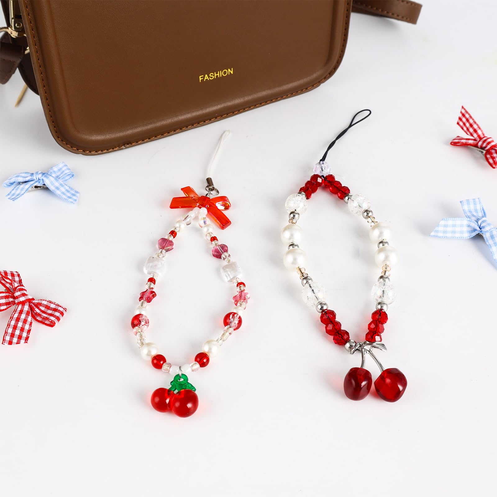 Cherry Phone Charms Strap - Cute Cell Phone Lanyard Wrist Strap with Pendant, Aesthetic Accessories for Phone, AirPods, Camera, and Bag - Perfect for Everyday Use, Travel, and Gift Giving