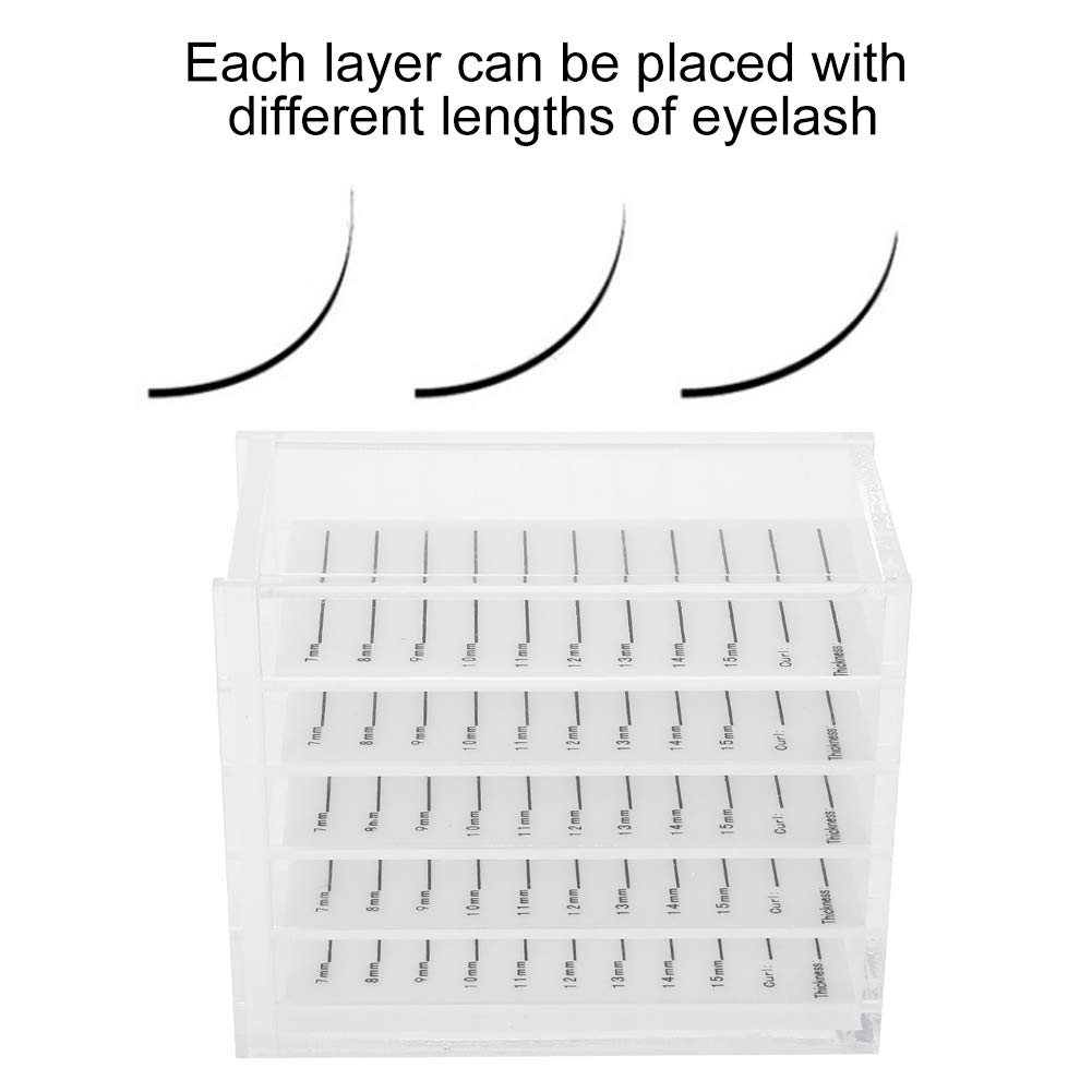 5-Layer Acrylic Eyelash Storage Box - Clear False Eyelash Organizer & Makeup Case Holder for Salon, Travel & Home Beauty Organization