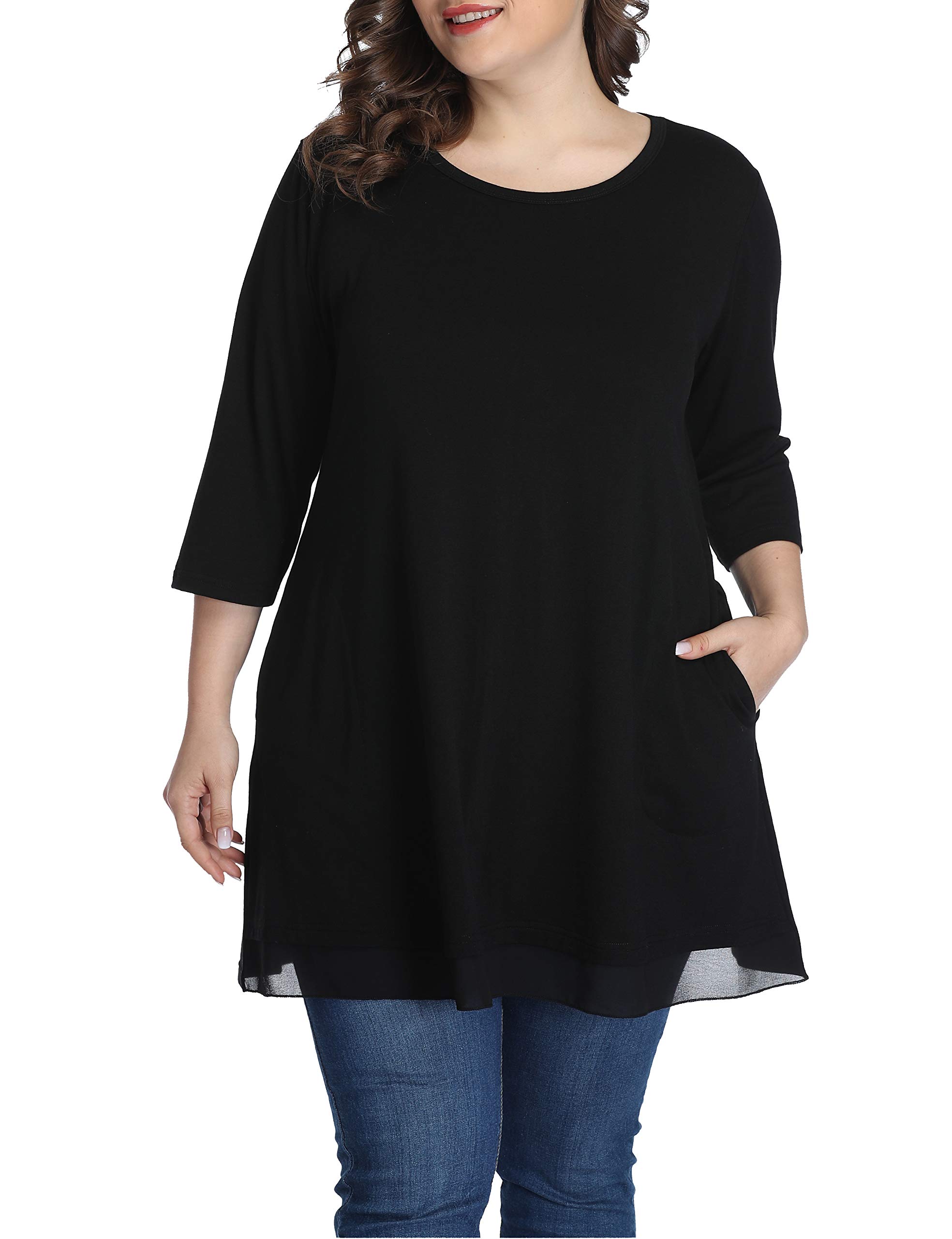 Shiaili Heather Plus Size Tunic Tops for Women - Long Flowy Casual Shirts for Leggings - Comfortable Loose Fit Blouse for Work, Yoga & Everyday Wear