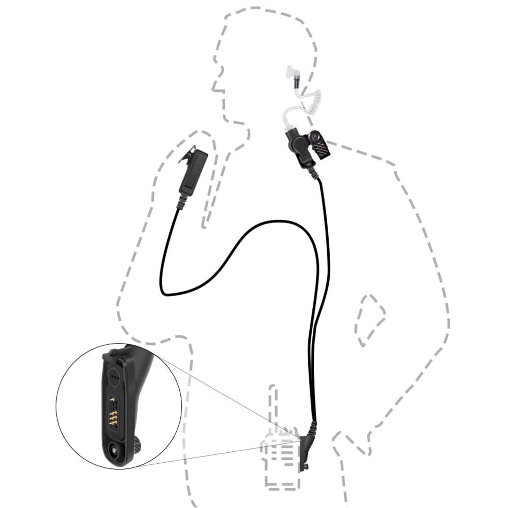 Rheoss Two-Way Radio Headset with Microphone - Compatible with APX6000, APX4000, APX7000 - Clear Acoustic Tube Earpiece for Police, Security & Emergency Communication