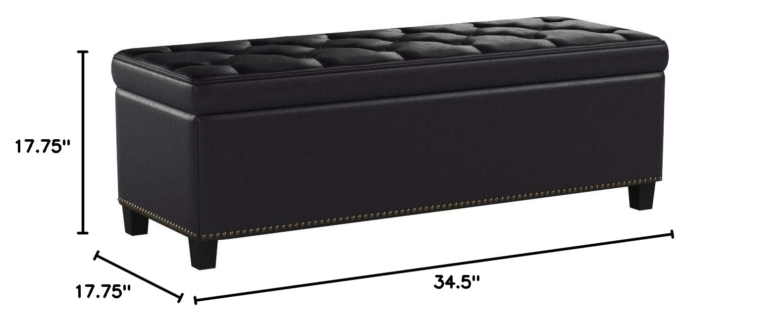 FIRST HILL FHW Thomas Large Brown Rectangular Storage Ottoman Bench - Perfect for Living Room, Bedroom & Entryway Organization