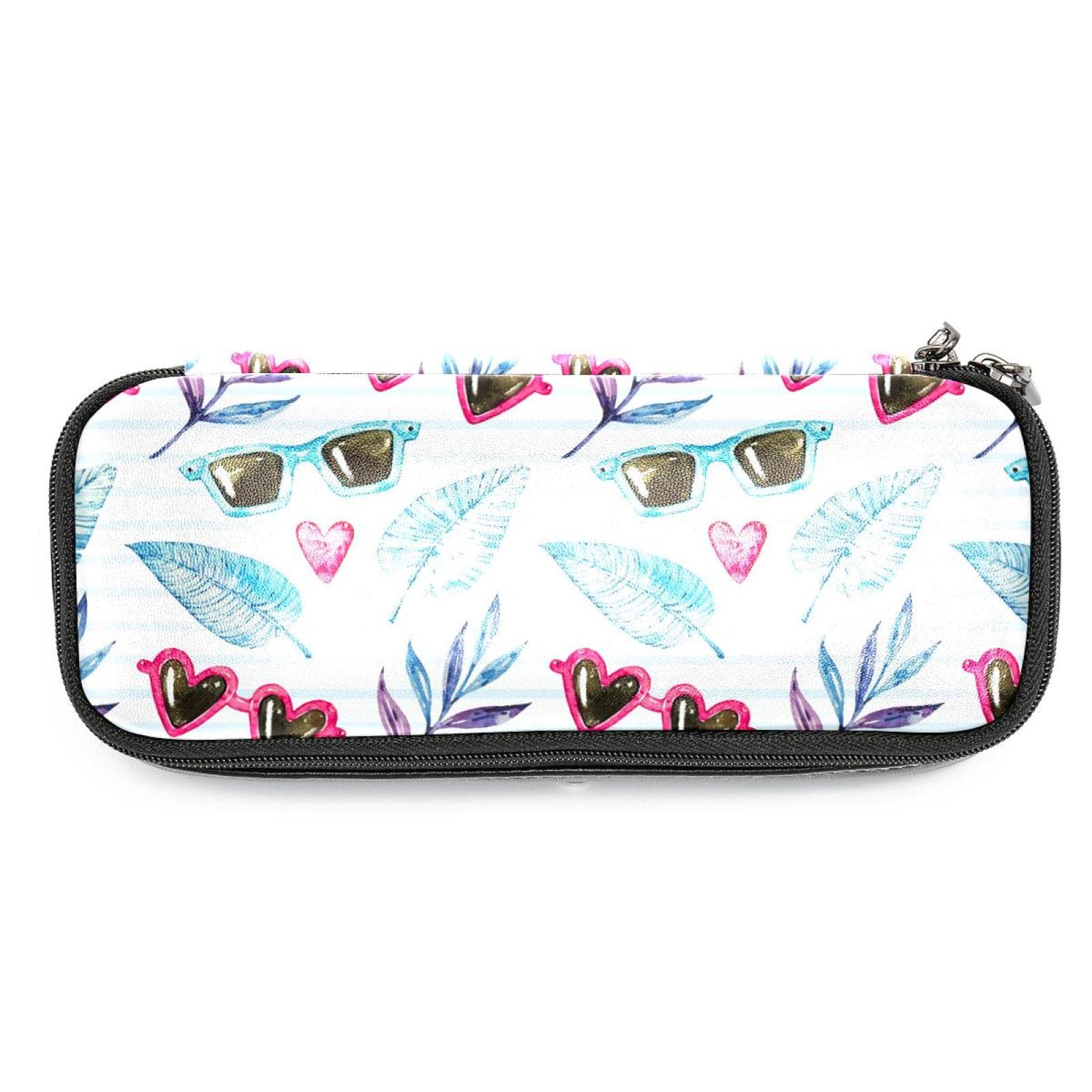 Premium PU Leather Pencil Case with Sunglasses Holder - Stylish School & Office Organizer for Pens, Glasses & Accessories | Perfect for Students, Professionals & Travel