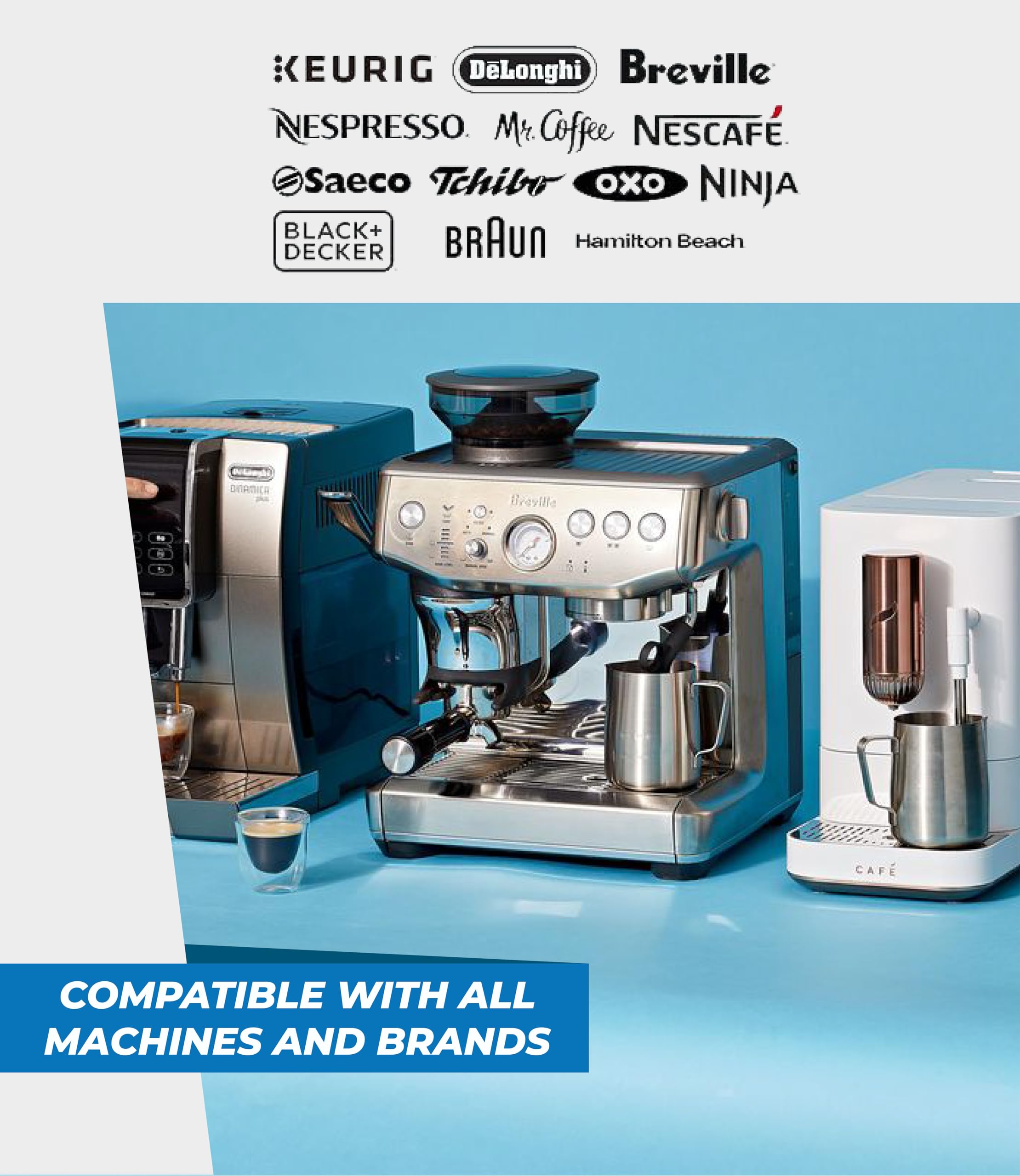 Universal Coffee Machine Descaler (3 Uses) - Compatible with Keurig, Nespresso, Delonghi & Breville - Made in USA | Removes Limescale for Better Tasting Coffee at Home or Office