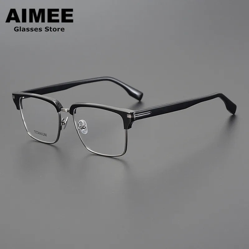 Stylish Unisex Full Rim Polygon Square Titanium Acetate Eyeglasses Frame 6518 - Lightweight Durable Glasses for Work, Reading & Fashion Accessories