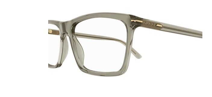 Gucci GG1445O 008 Brown Clear Rectangular Men's Eyeglasses - Stylish Prescription Glasses for Men, UV Protection, Lightweight Frame - Perfect for Office, Driving & Everyday Wear