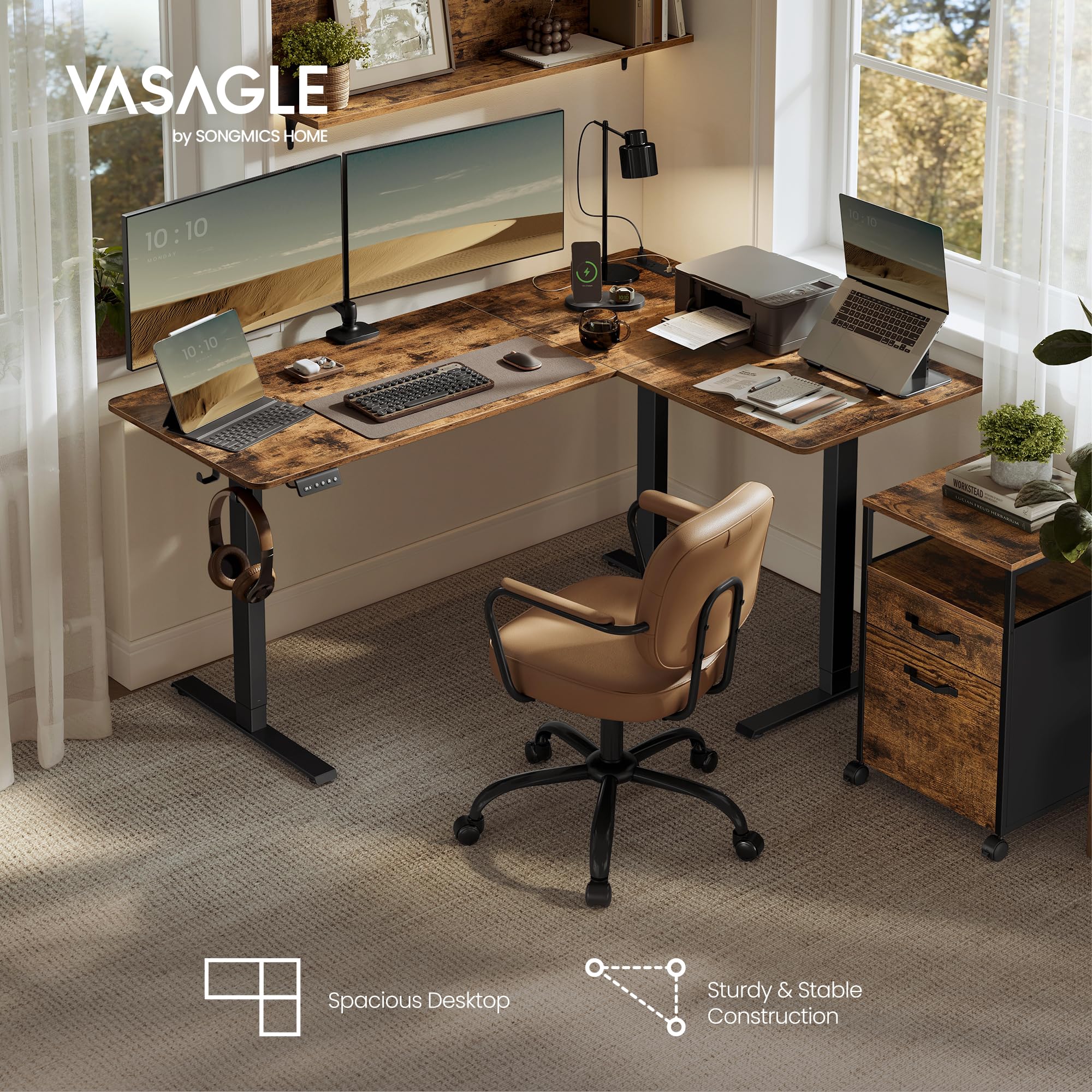 VASAGLE L-Shaped Electric Standing Desk 63