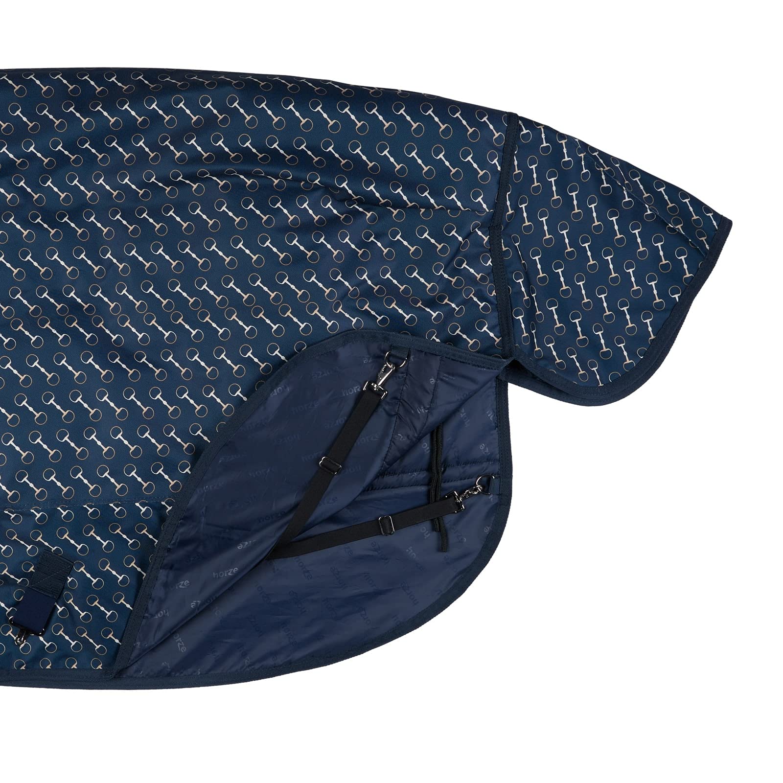 HORZE Avalanche Heavyweight 350g Combo Turnout Blanket for Horses - Dress Blue/Bronze - 75 Inch - Winter Stable Blanket for Cold Weather Protection & Outdoor Riding