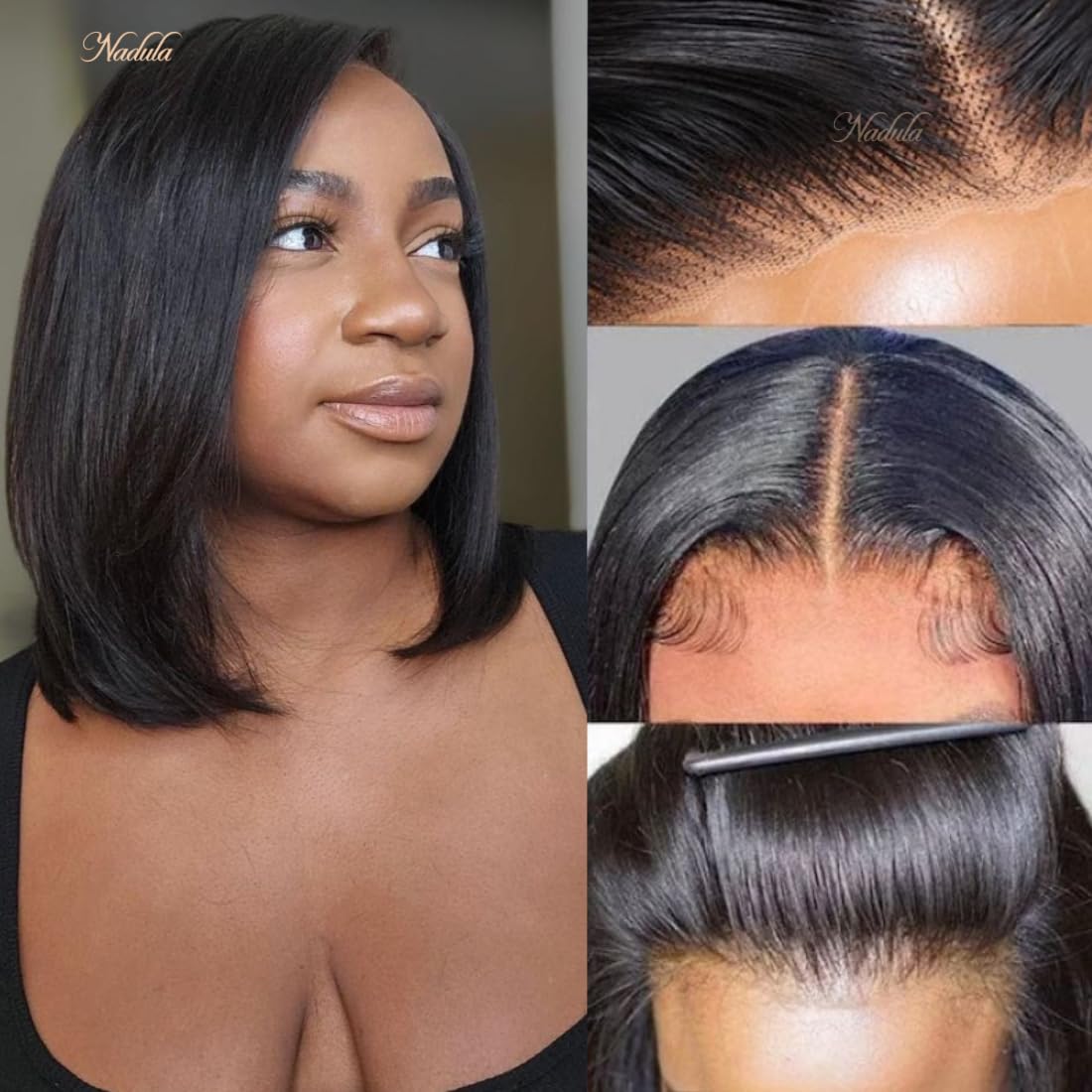 Nadula Pre Everything Glueless Yaki Straight Bob Wig 13x4 HD Lace Front Human Hair Wig - Bleached Knots, 150% Density, 10 Inch Short Bob with Ear Tape | Perfect for Daily Wear, Cosplay, and Protective Hairstyles