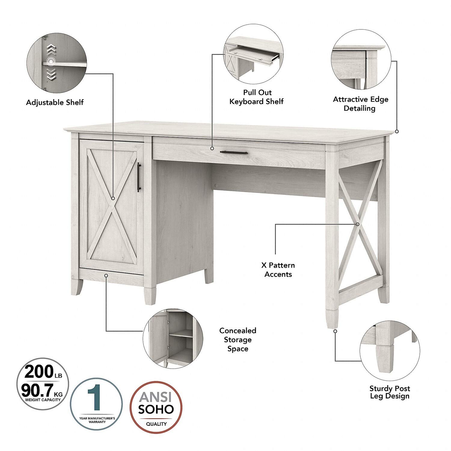 Bush Furniture Salinas Kitchen Pantry Cabinet with Doors in Ash Brown - Stylish Storage for Spices, Cookware & Small Appliances | Perfect for Kitchens, Dining Rooms & Small Spaces