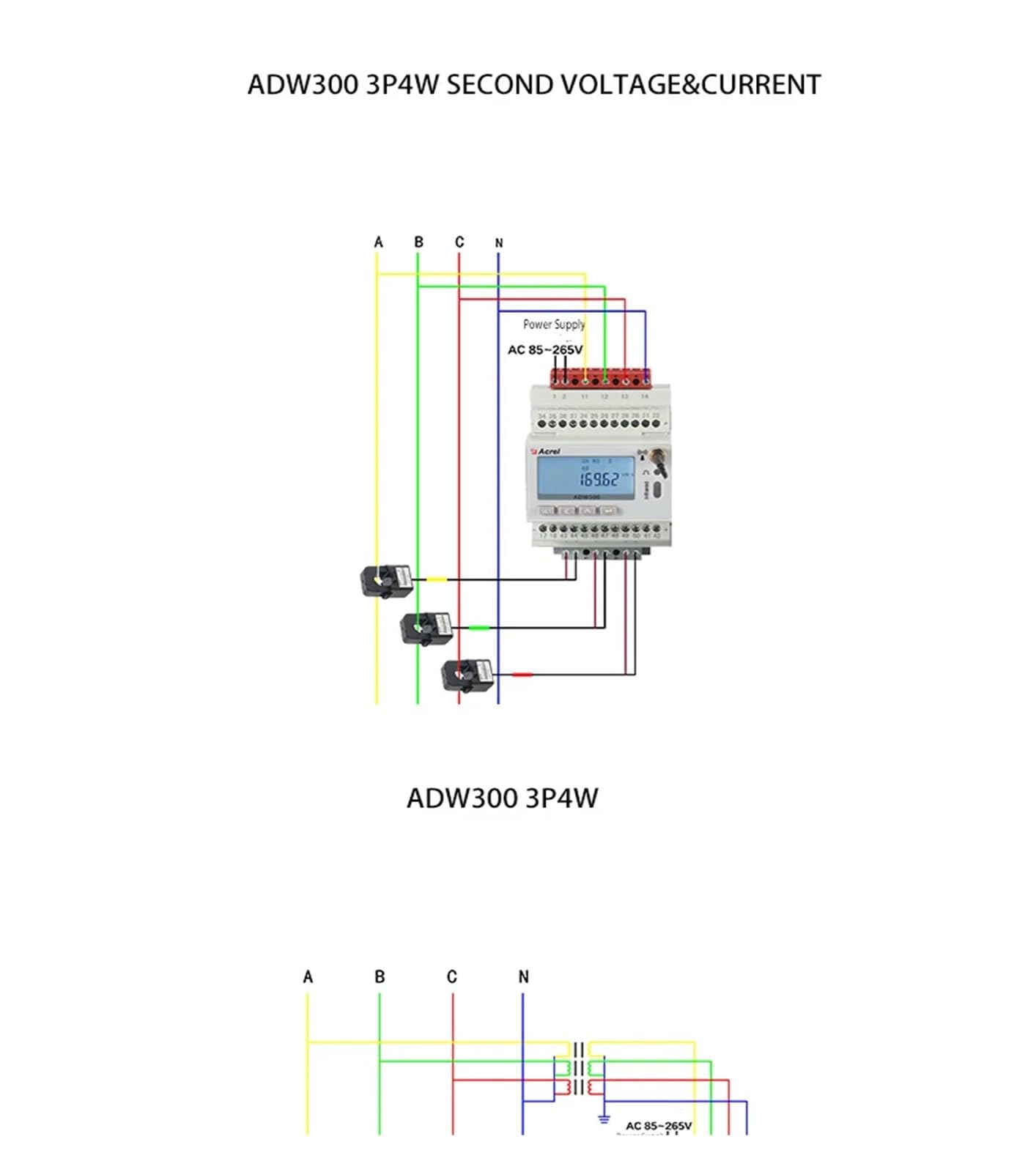 ADW300 4GHW 3 Phase Smart Energy Meter with Communication Module, AC 230V - Monitor Electricity Usage for Industrial, Commercial & Residential Applications
