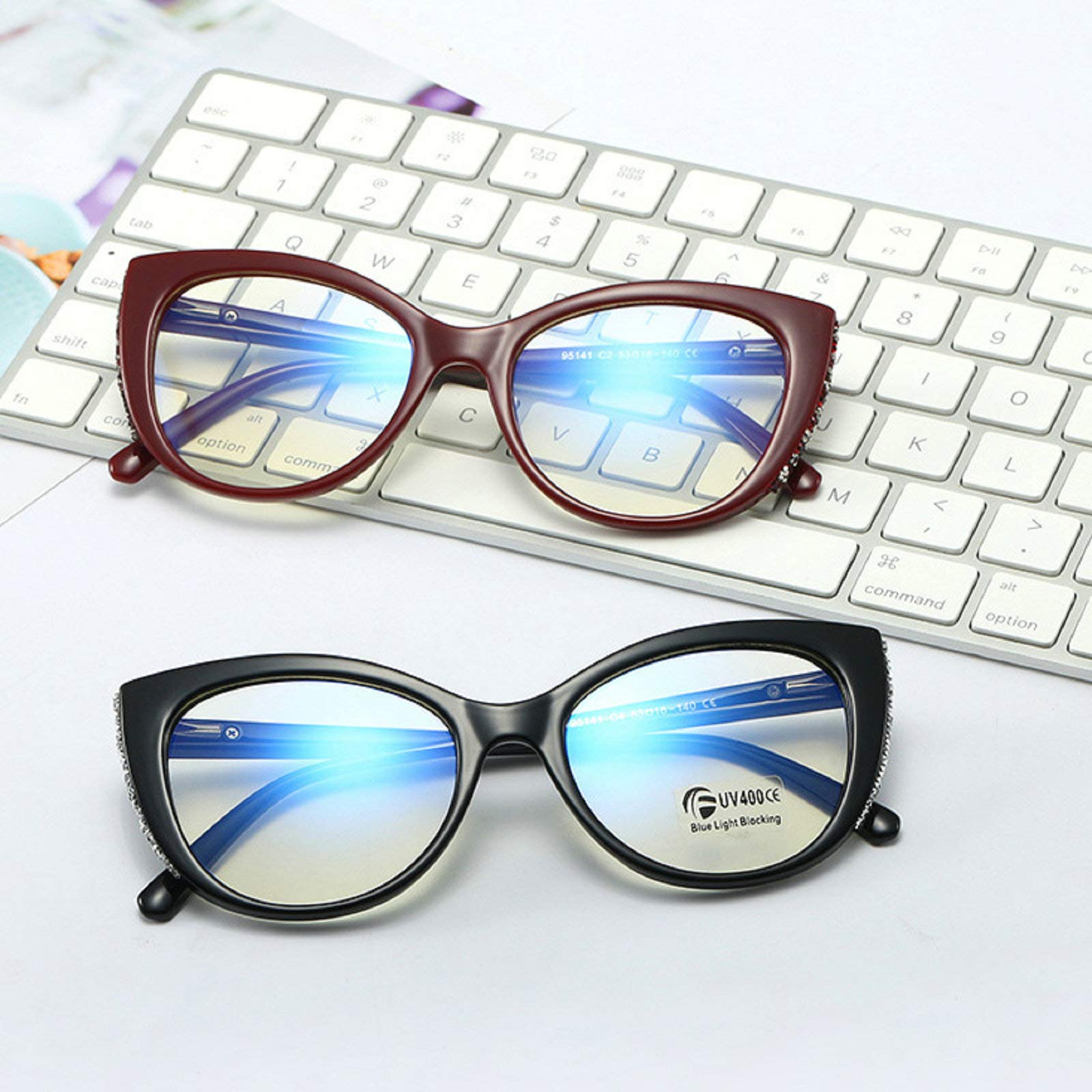 Willochra Blue Light Blocking Reading Glasses 2 Pack - Anti Glare Computer Eyeglasses for Women, Lightweight Readers for Office Work & Screen Time