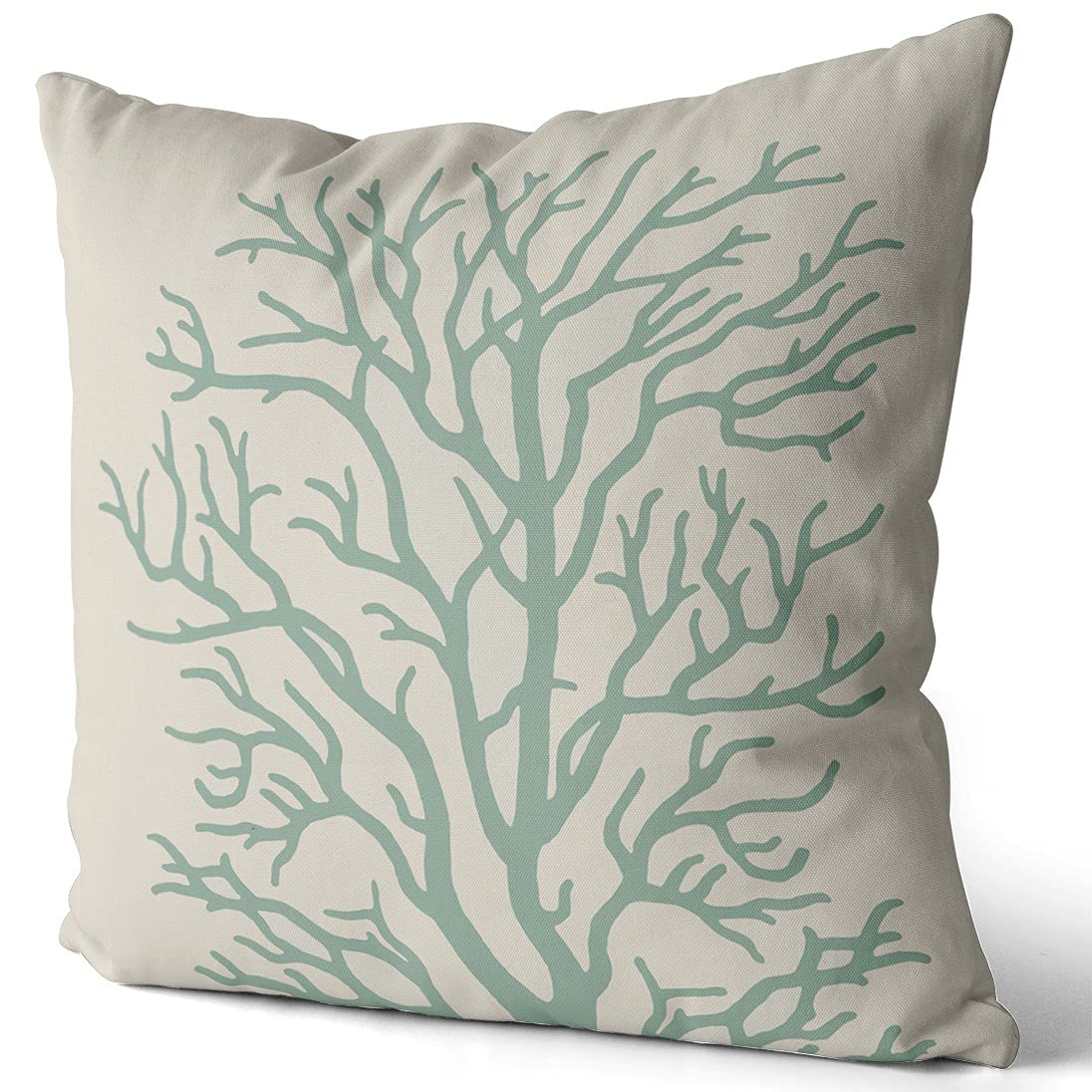 Seafoam Green Coral Tree Throw Pillow Cover 20x20 Inch - Double Sided Printed Square Cushion Case for Sofa, Bed, Living Room Decor - Home Decoration Accessories (Set of 1)