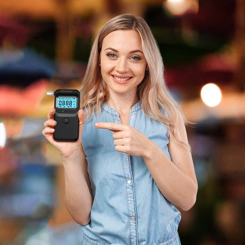 **Portable Alcohol Breathalyzer Tester – High Accuracy & Fast Results with LCD Display & 10 Reusable Mouthpieces – Personal & Professional Use for Home, Workplace, and Law Enforcement**
