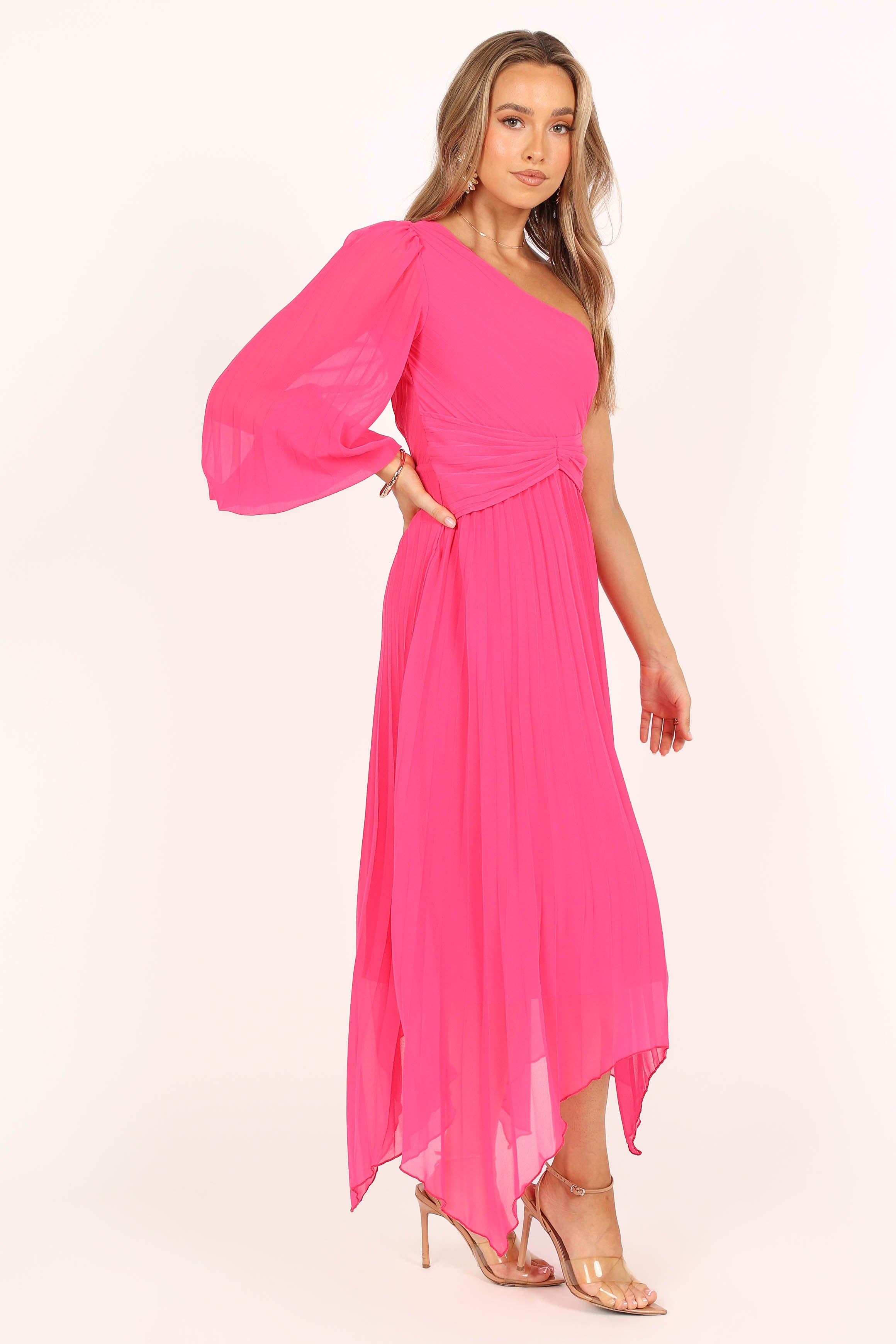 Bonnie One Shoulder Midi Dress for Women - Elegant Pink Summer Dress for Cocktail Parties, Date Nights & Beach Vacations