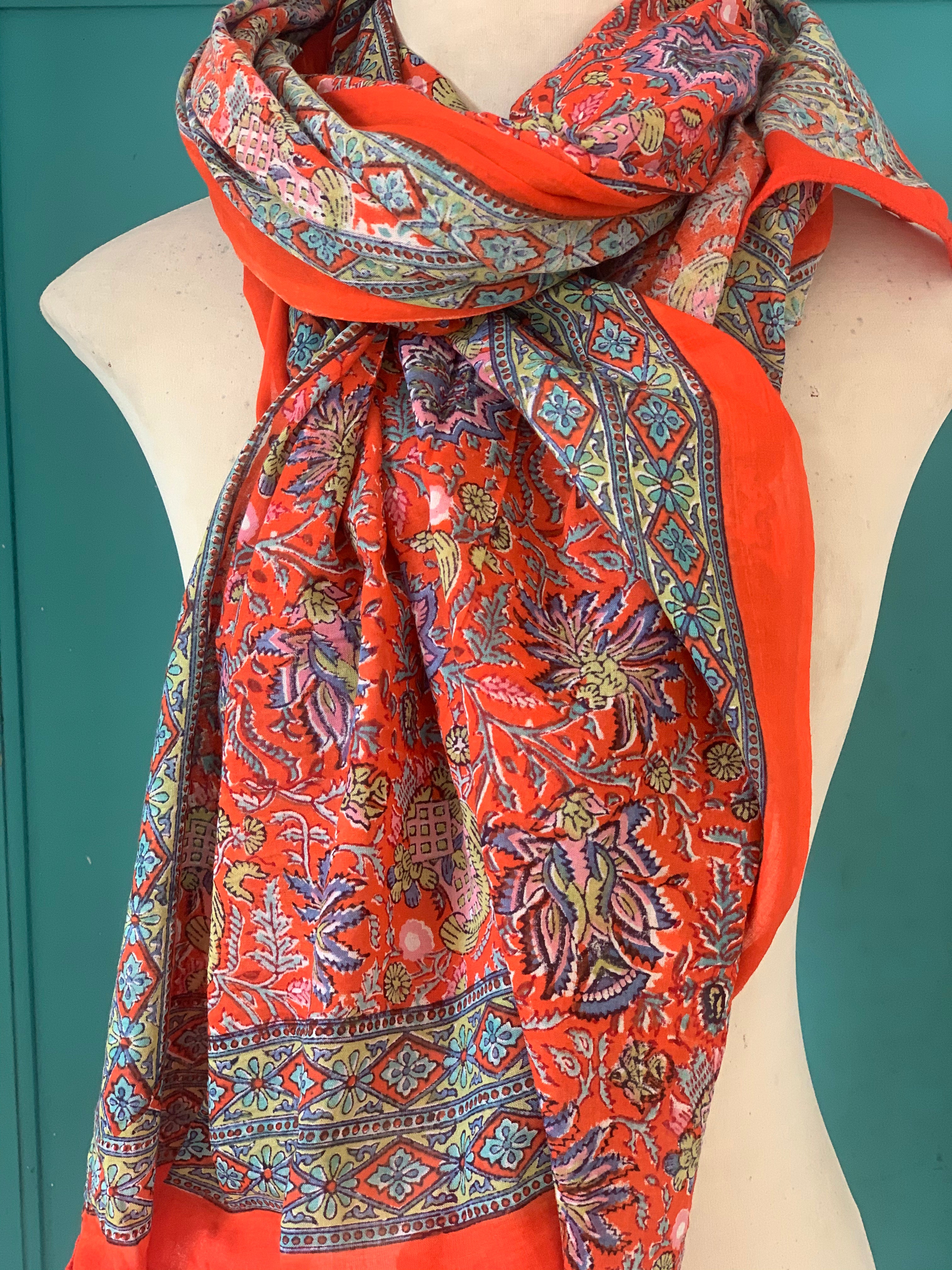 Stylish Block Print Cotton Sarong Pareo Shawl - New Collection for Beach, Pool, and Summer Fashion