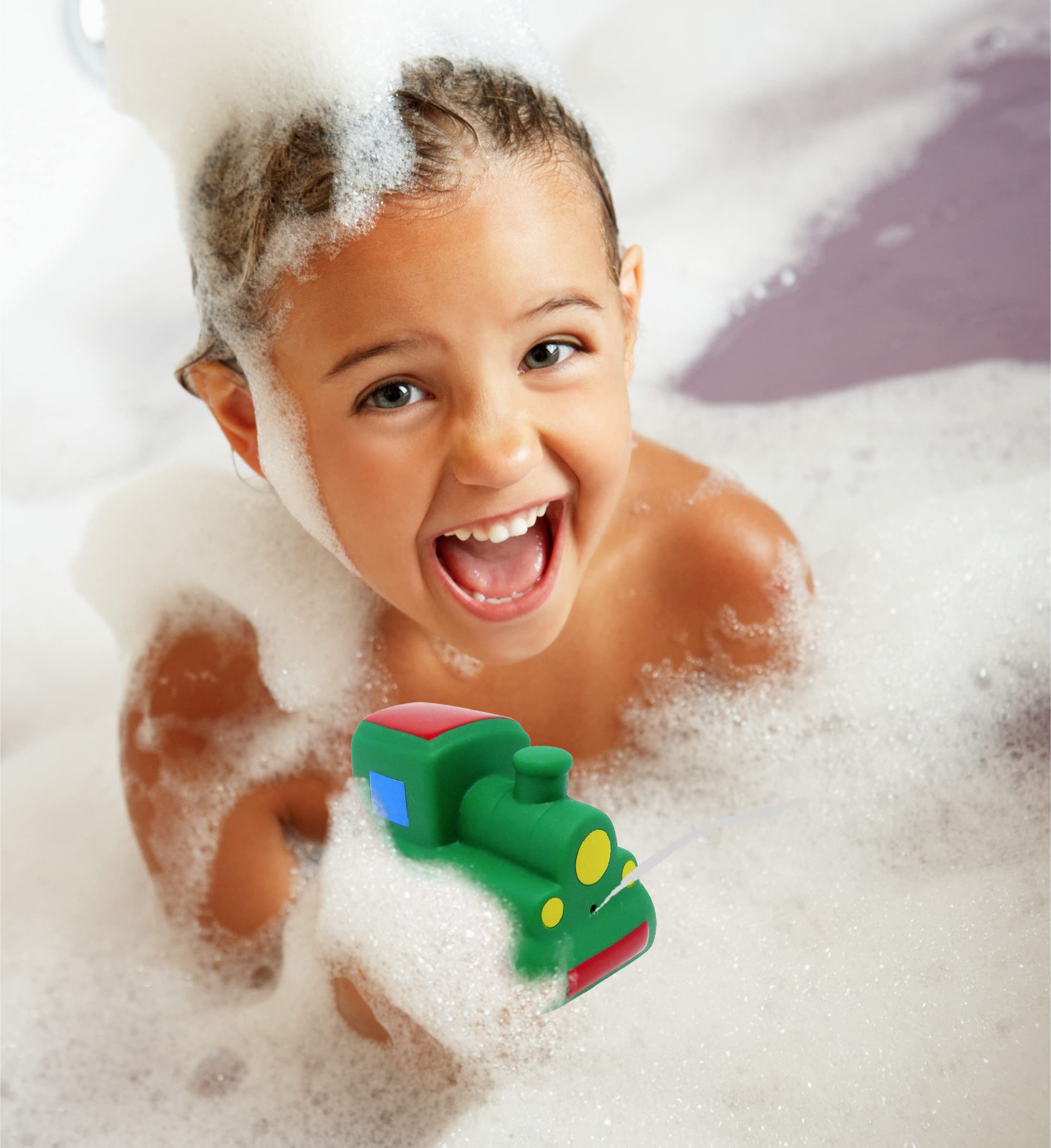 Puzzled Bath Buddy Train Water Squirter - Fun Bathtime Toy for Kids, Toddler Bath Toys with Squirt Function - Perfect for Sensory Play & Learning During Bath Time