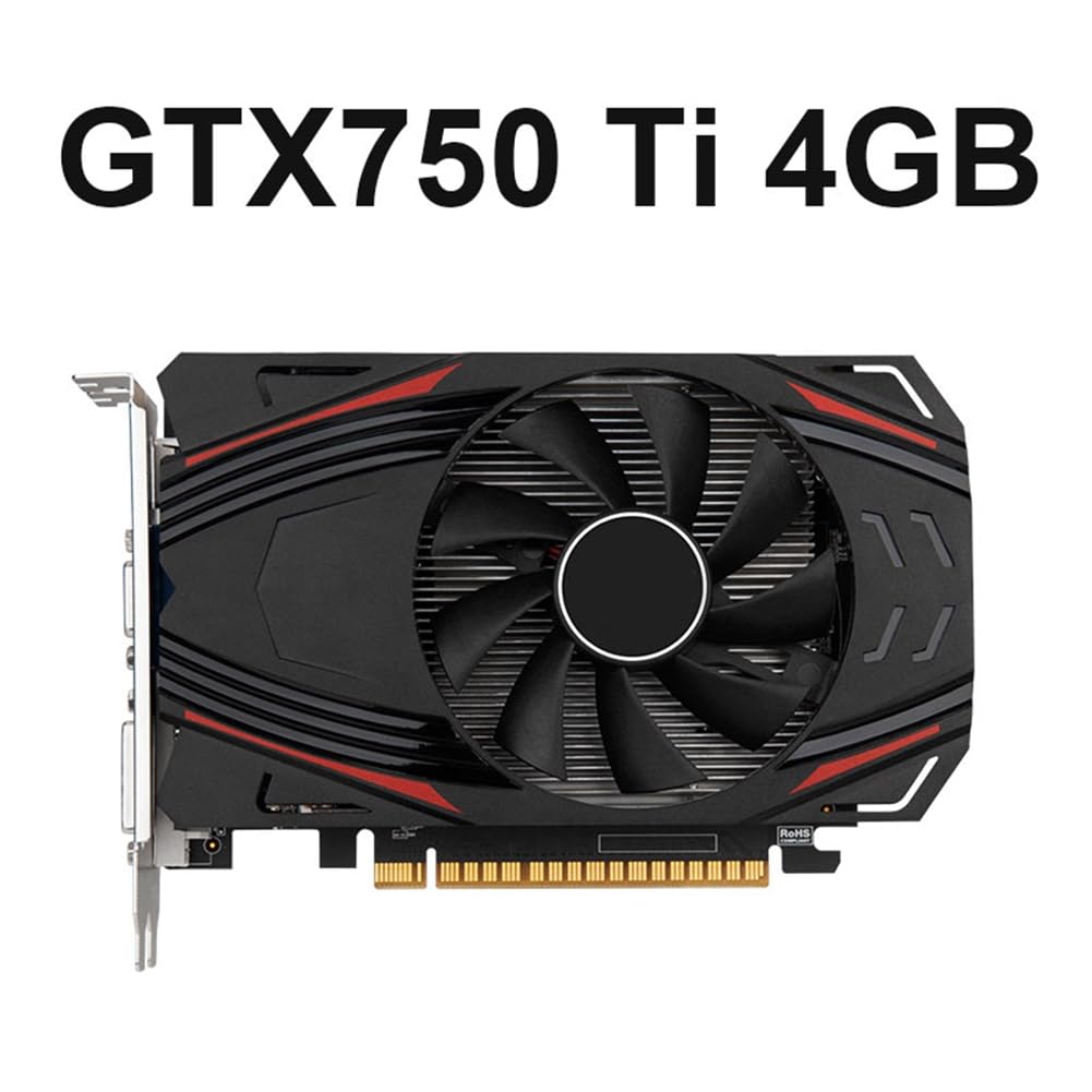 Otueidnsy GTX750TI 4GB GDDR5 Graphics Card - 1020MHz Core Clock, 1350MHz Boost, 28nm PCIe 3.0 x16 with VGA/HDMI/DVI Ports | Perfect for Gaming, Video Editing & Home Theater PCs