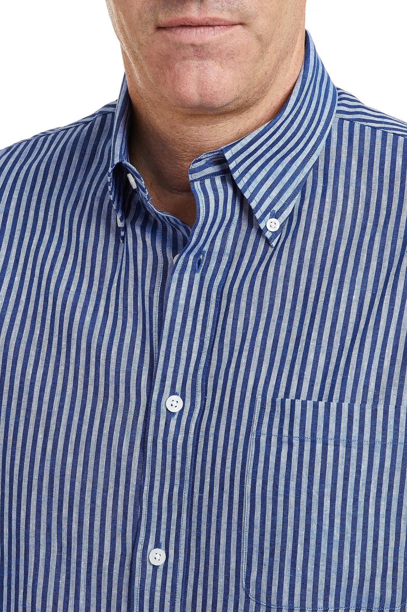 Premium Linen Chase Shirt in Navy & Blue Stripe - Breathable & Stylish Men's Casual Shirt for Summer, Beach, and Outdoor Activities
