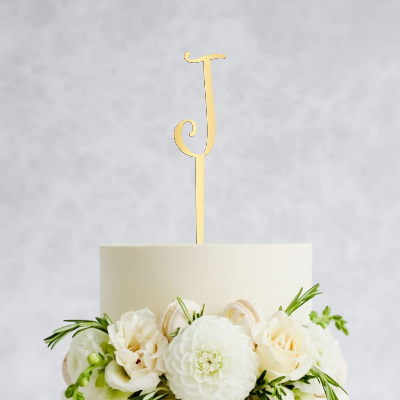 Gold Glitter Letter J Cake Topper - Personalized Acrylic Initial Cake Decor for Birthday Parties & Rustic Weddings - Perfect for Anniversary, Baby Shower, and Special Event Cake Decorations