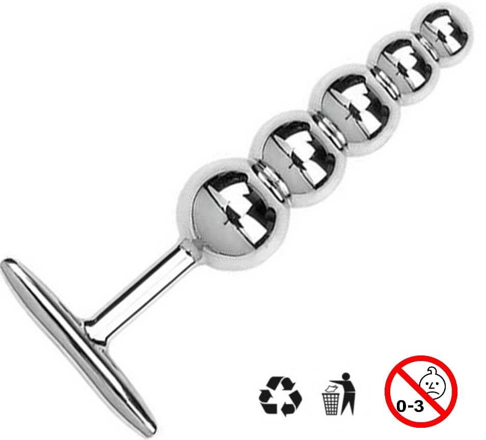 Stainless Steel Anal Plug with 5 Beads - 15cm Length & 2-3.3cm Diameter - Unisex Beginner Sex Toy for Men & Women - Temperature Sensitive (Hot/Cold) - Perfect for Solo Play, Couples & BDSM Exploration