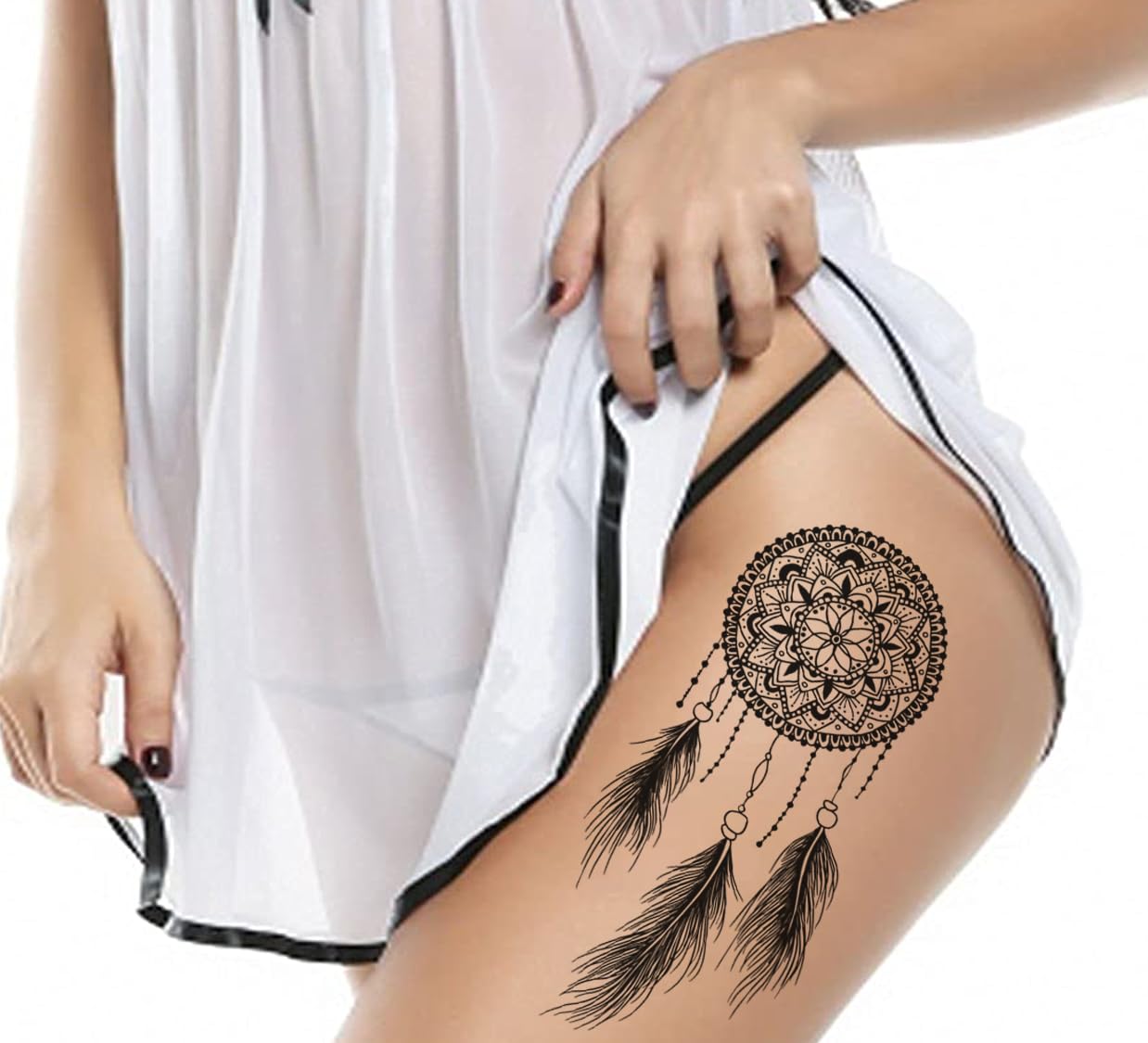 3D Temporary Tattoo Stickers for Men & Women - Waterproof Fake Tattoos with Flowers, Butterflies, Stars & Angel Designs (19x9cm) - Perfect for Parties, Halloween, Cosplay & Body Art
