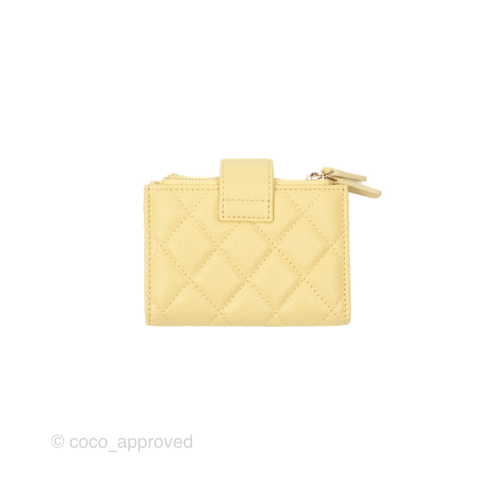 Chanel Classic Double Zip Card Holder Wallet in Yellow Caviar Leather with Gold Hardware - Perfect for Everyday Use & Luxury Gift Giving
