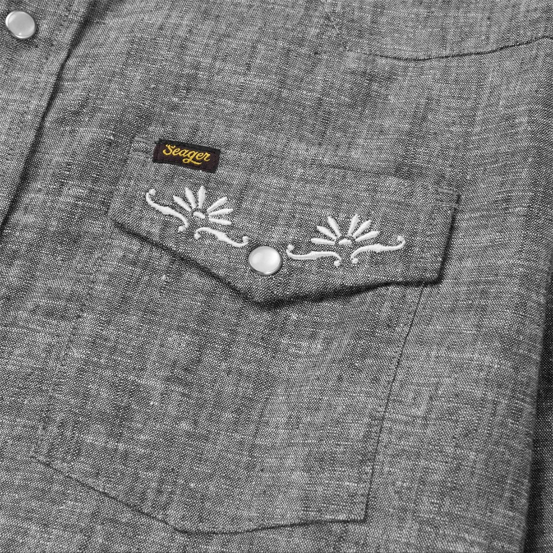 Seager Reagan Pearl Snap Washed Black Hemp Shirt - Western Style Button Down for Men - Perfect for Cowboy Rodeo, Country Music Festivals & Casual Wear