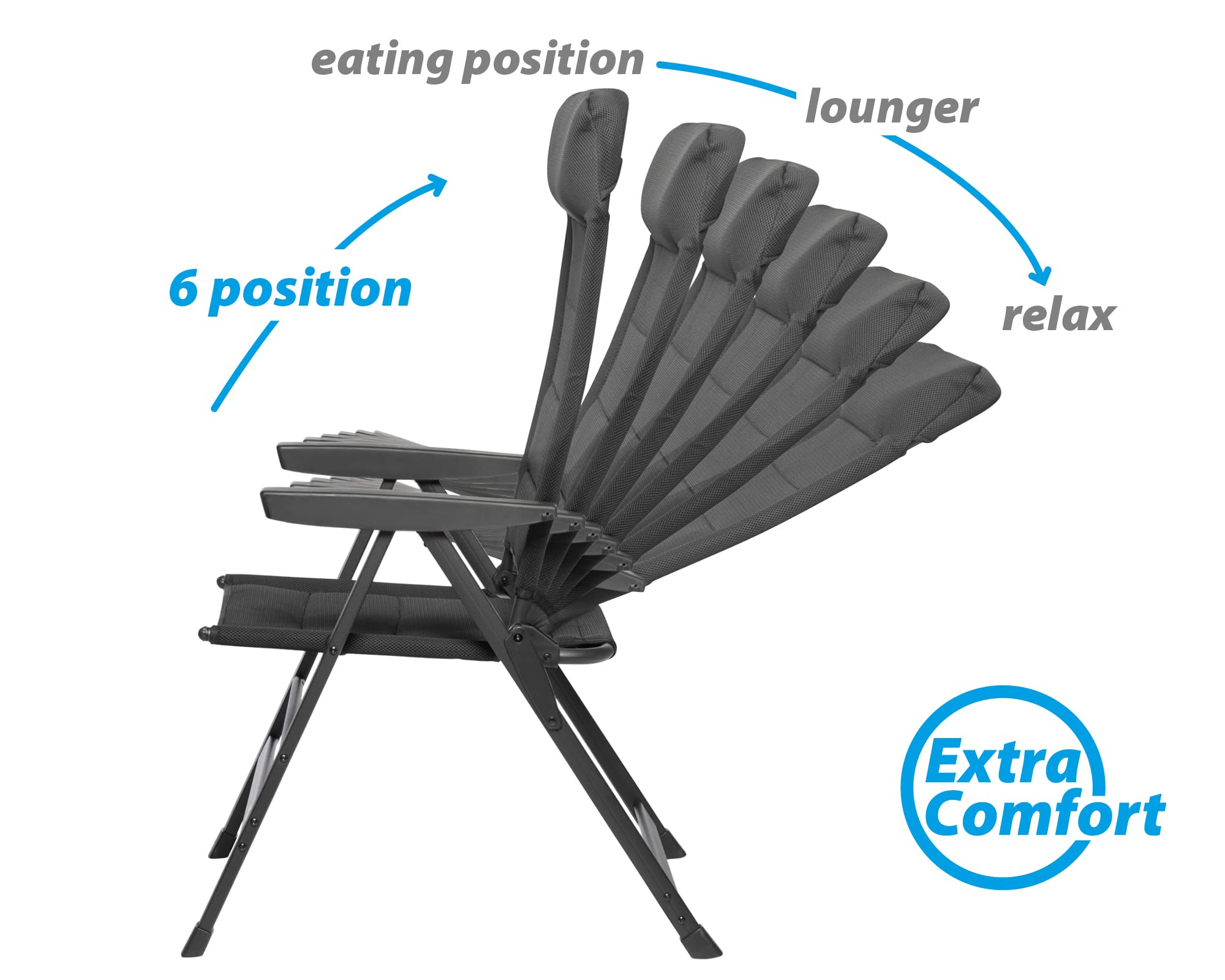 BRUNNER Skye 3D Black Camping Chaise Lounge - Portable Outdoor Folding Chair for Backyard, Beach, Picnic & Patio Relaxation