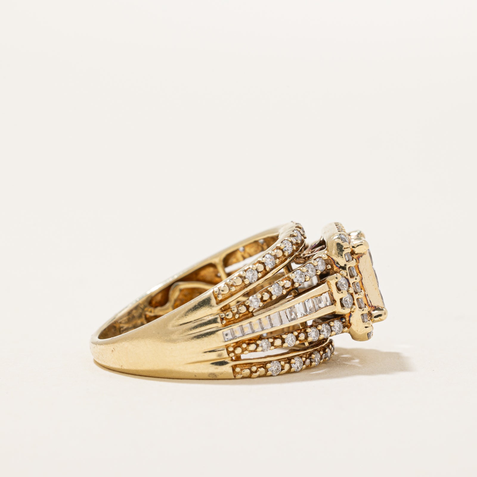 1.02ctw Princess Cut Diamond Cluster Cocktail Ring for Women | Size 7 | Elegant Party & Evening Wear Jewelry | Wedding, Anniversary & Special Occasion Gift
