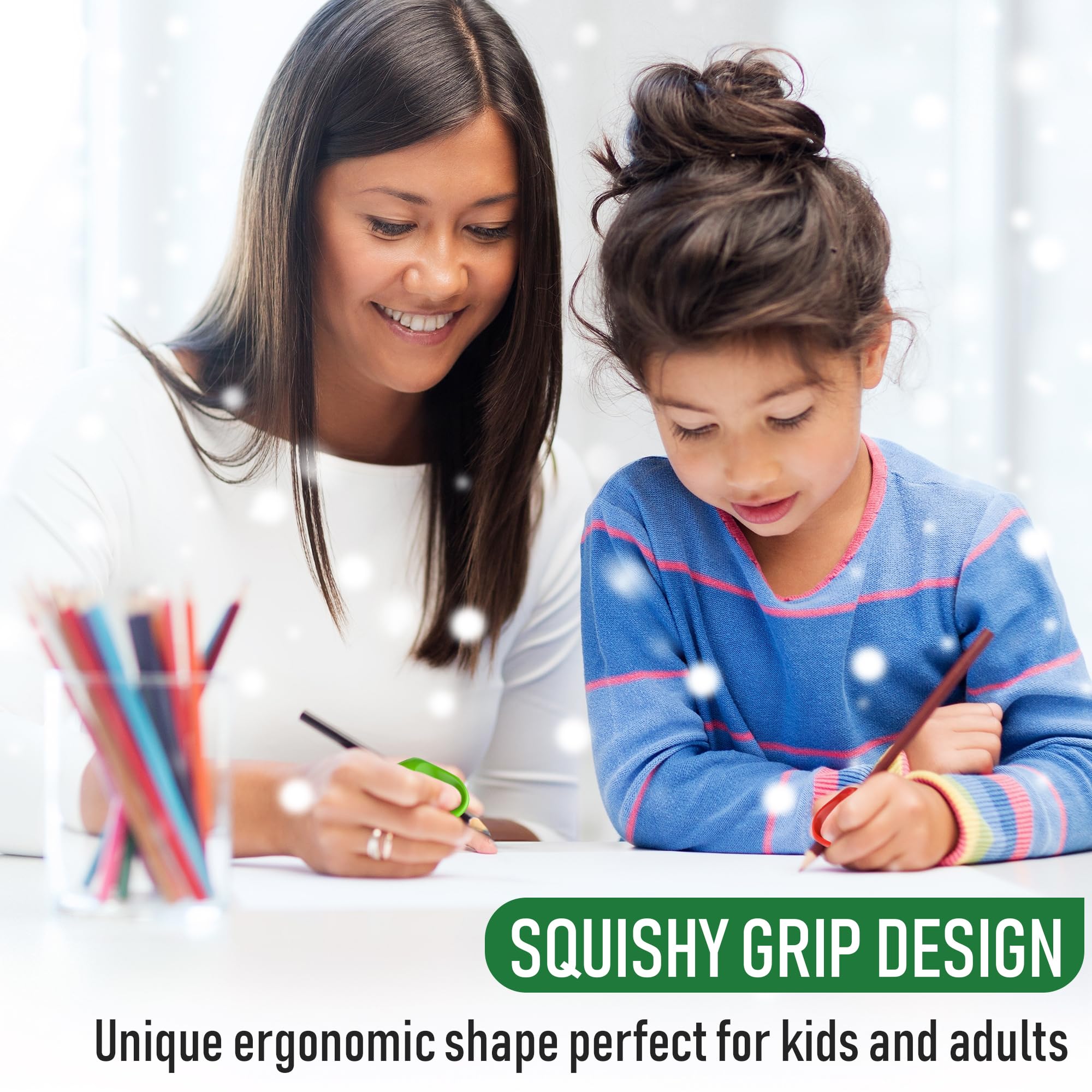 The Pencil Grip Pinch Grip - Ergonomic Writing Aid for Kids & Adults, 6-Pack Colorful Pencil Grips (TPG-12706) - Improves Handwriting & Reduces Hand Fatigue for School, Office & Art Projects